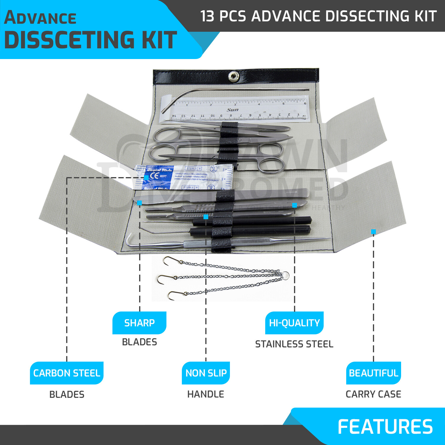 13 Pcs Minor Surgery Biology Medical Student Dissecting Tool Kit Set German Gr