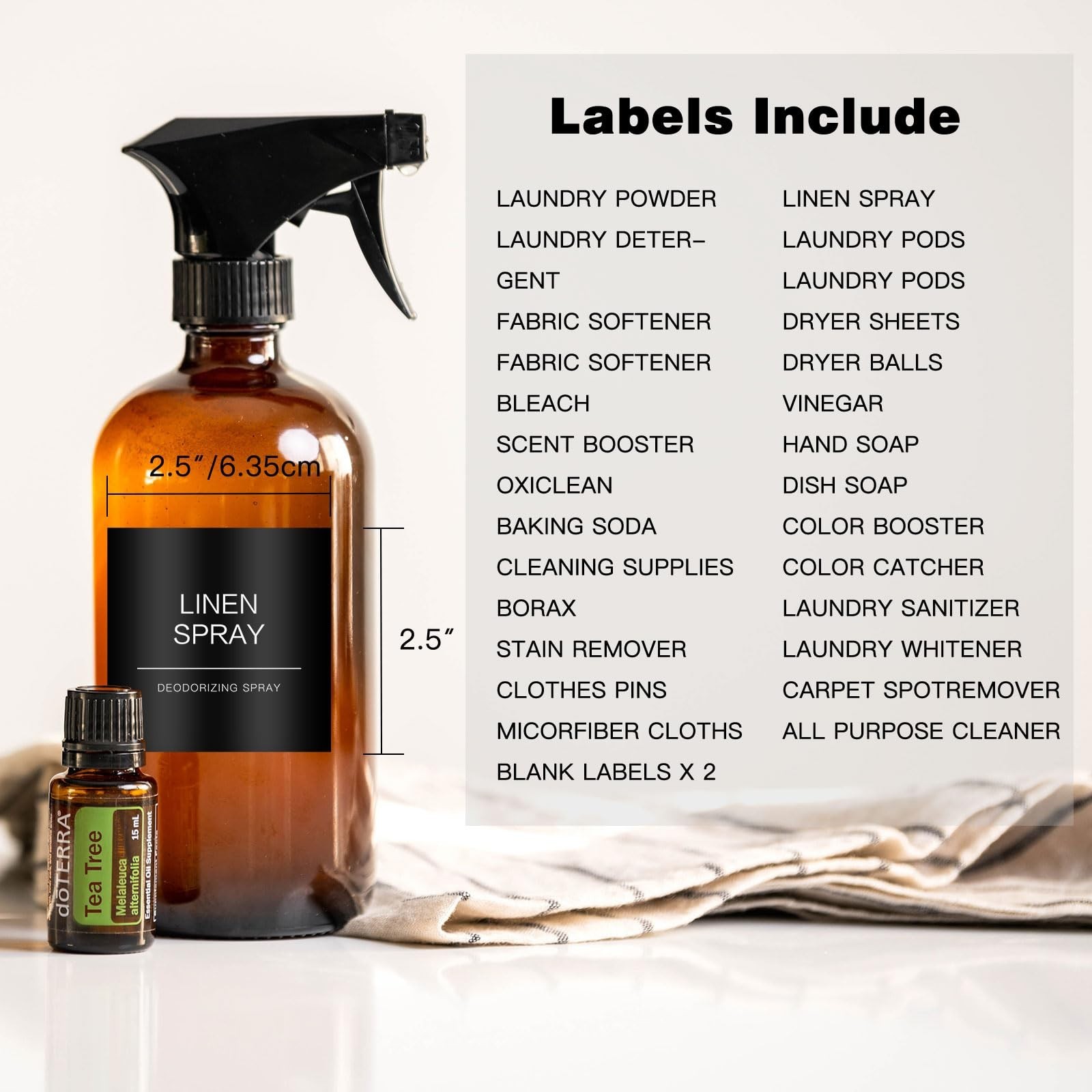 Minimalist Laundry Room Labels，30 Matte Waterproof Labels for Jars Spray