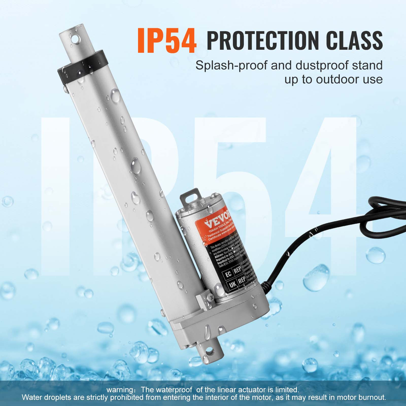 VEVOR Linear Actuator 12V 6Inch 0.55″/s High Speed 220lbs/1000N IP54 Protection