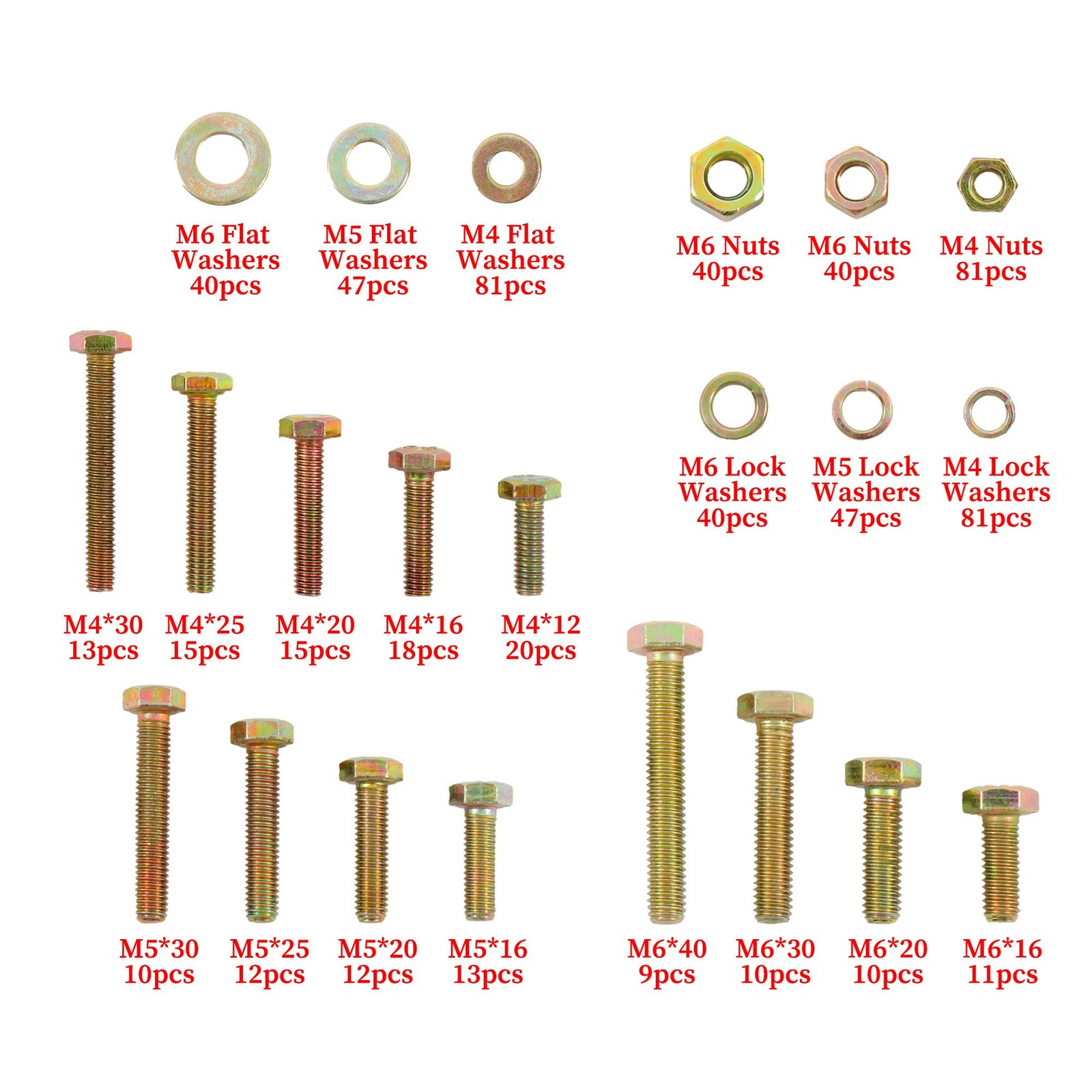 672 Pack Metric Bolts Nuts Assortment Kit Hex Head Grade 8.8 Alloy Steel