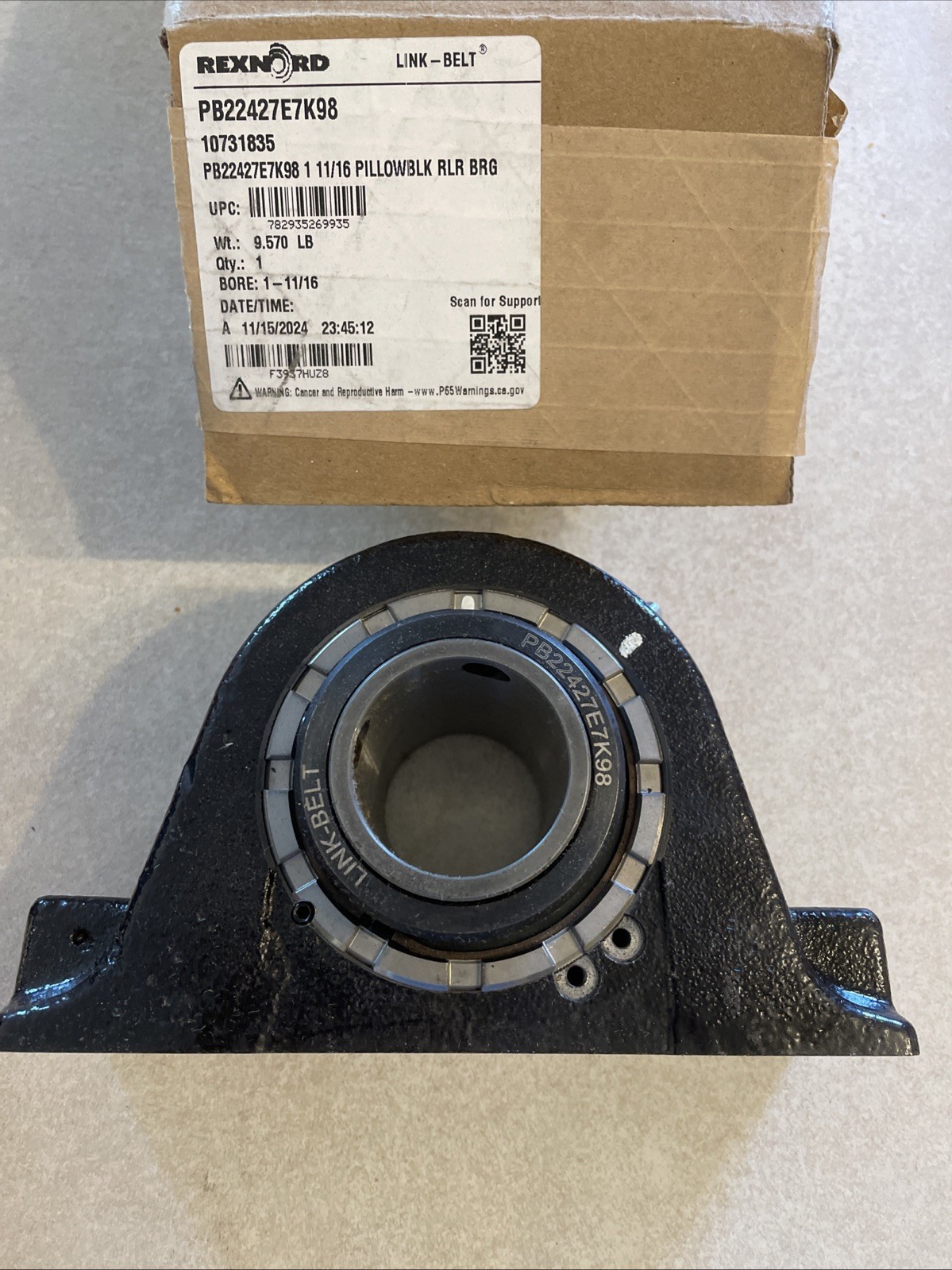 Rexnord 1 11/16 In Cast Iron Setscrew Locking 2 Bolt Pillow Block PB22427E7K98
