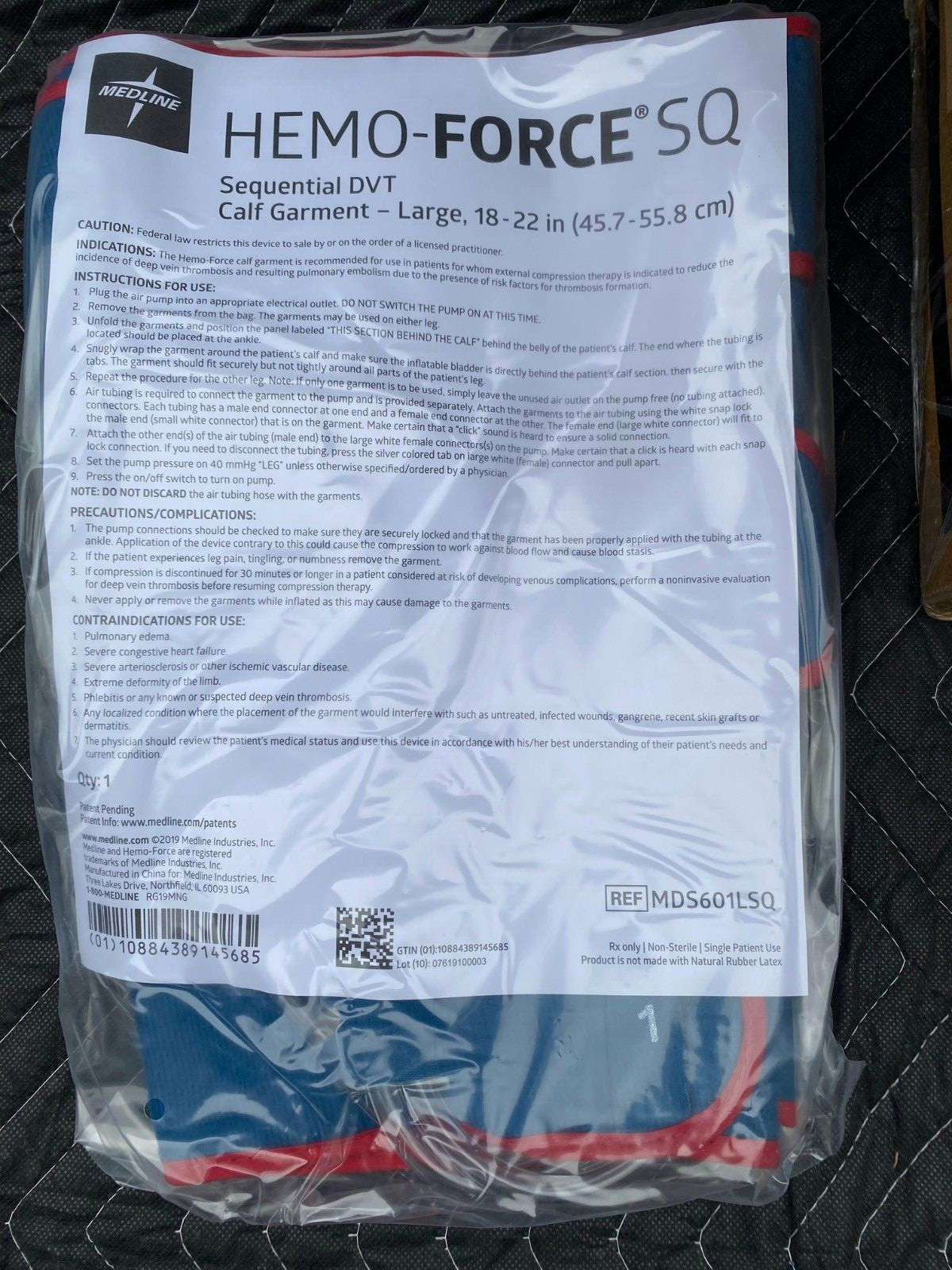 QTY 10 Medline Hemo-Force SQ Sequential DVT LARGE Calf Sleeve Garment MDS601LSQ