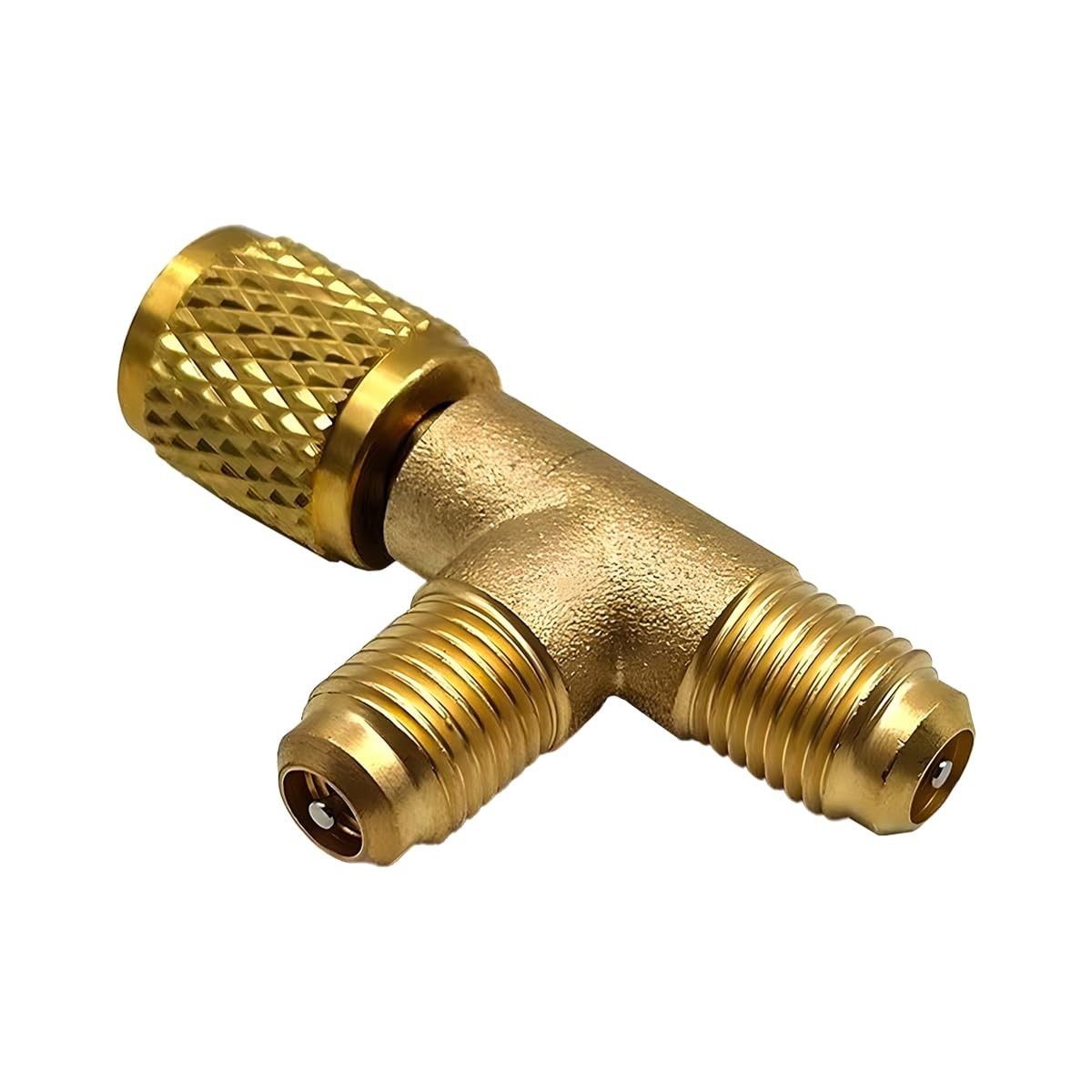 Car Quick Coupler Access Tee, Brass 1/4″ SAE Valve Core Tee Adapter for R22 R…