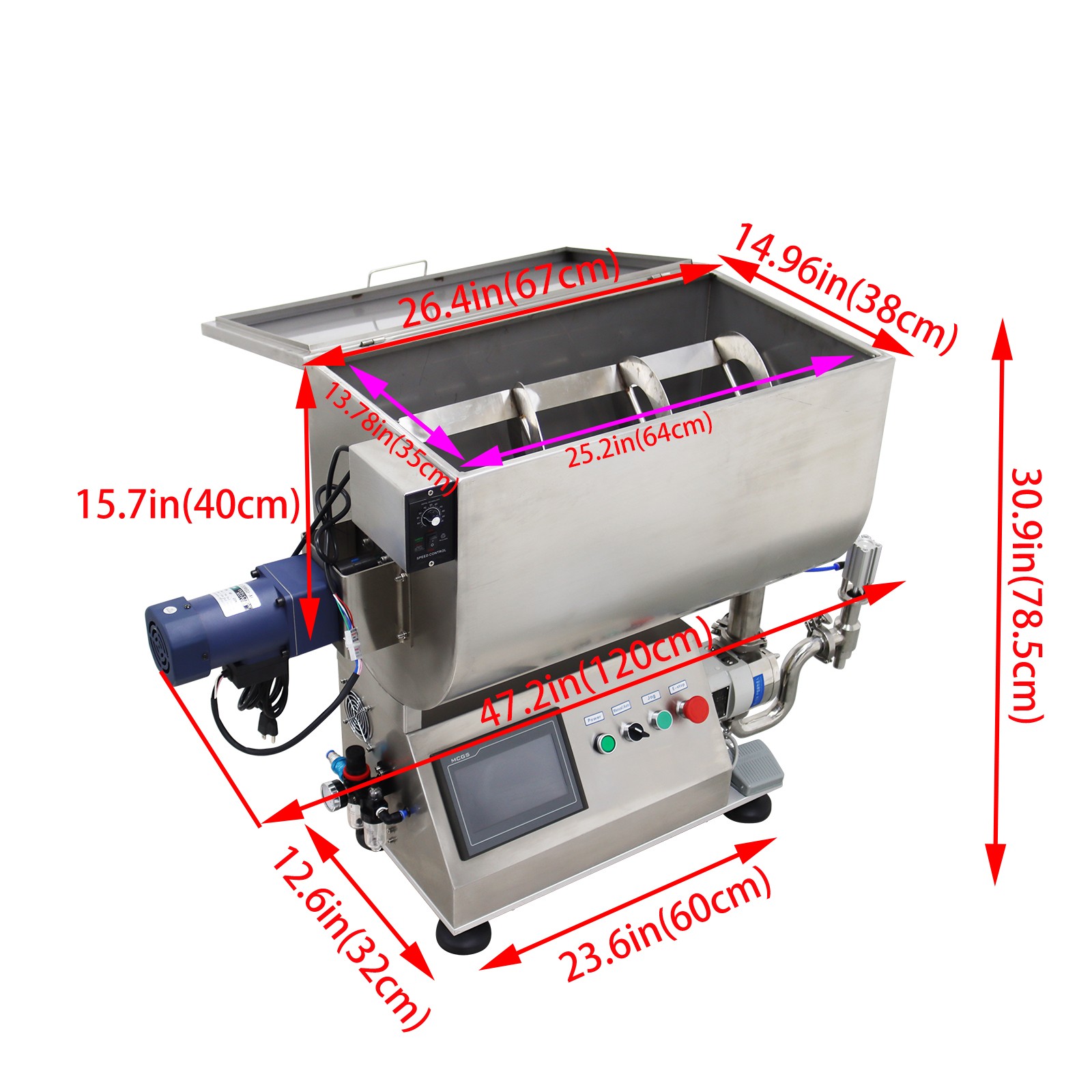 10-50000ml Rotary Pump Filling Machine Liquid Paste Filler 80L Mixing Hopper110V