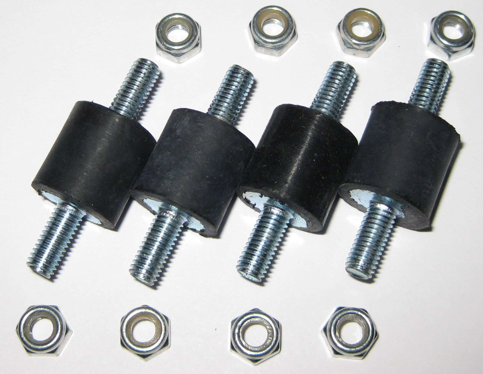 4 Isolation Rubber Mounts with M5-.8 x 12mm Hardware – Shock Mount – 40mm Long