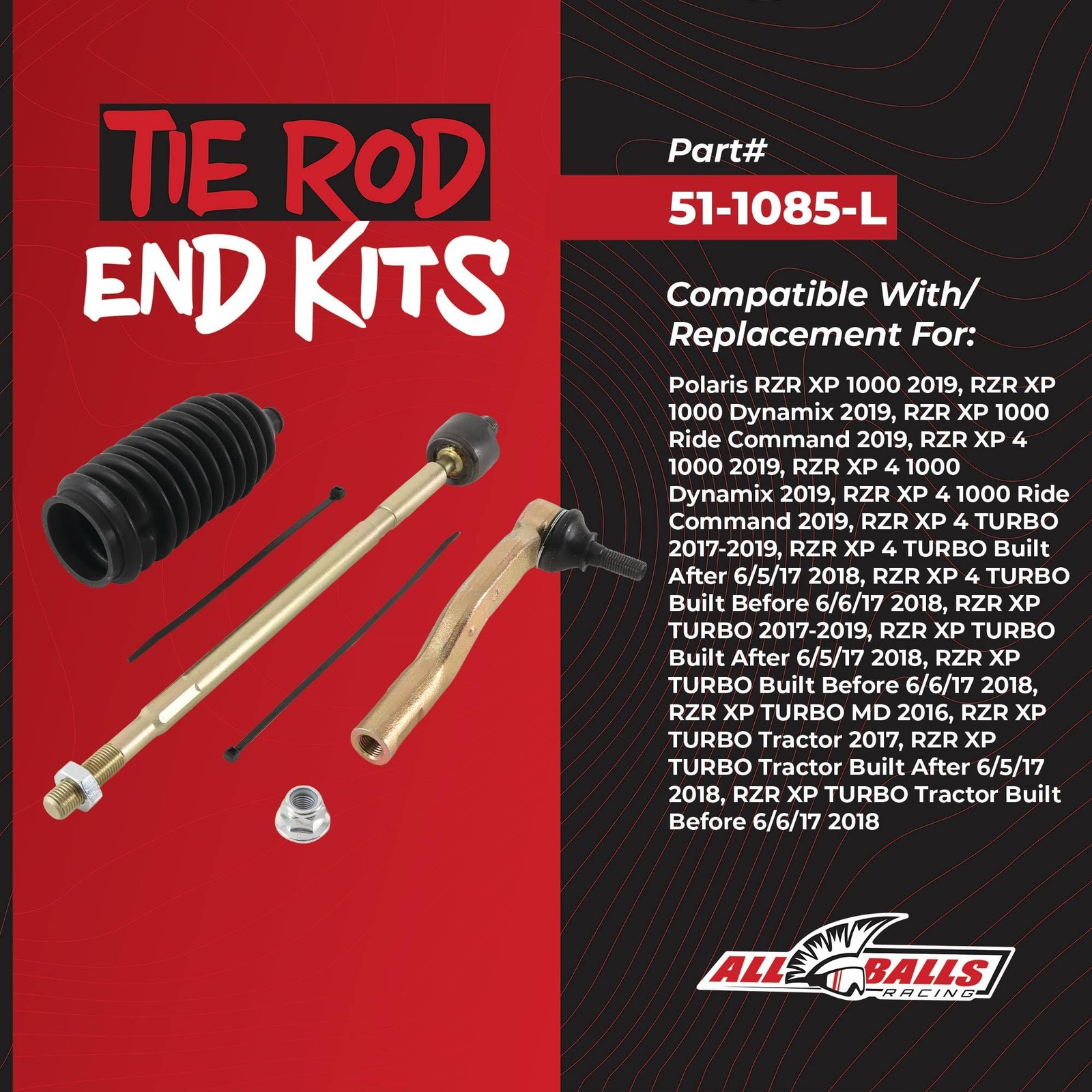 All Balls Tie Rod End Kit (51-1085-L) Replacement For Polaris RZR XP 4 1000 Ride