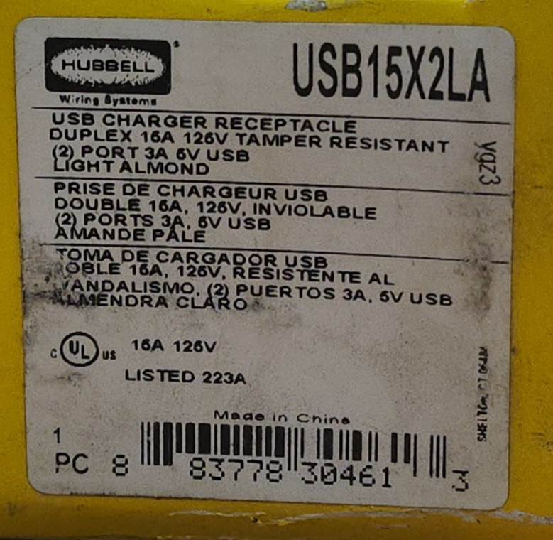 NEW IN BOX LOT OF 14 Hubbell USB Charger/Tamper-Resistant Receptacle USB15X2LA