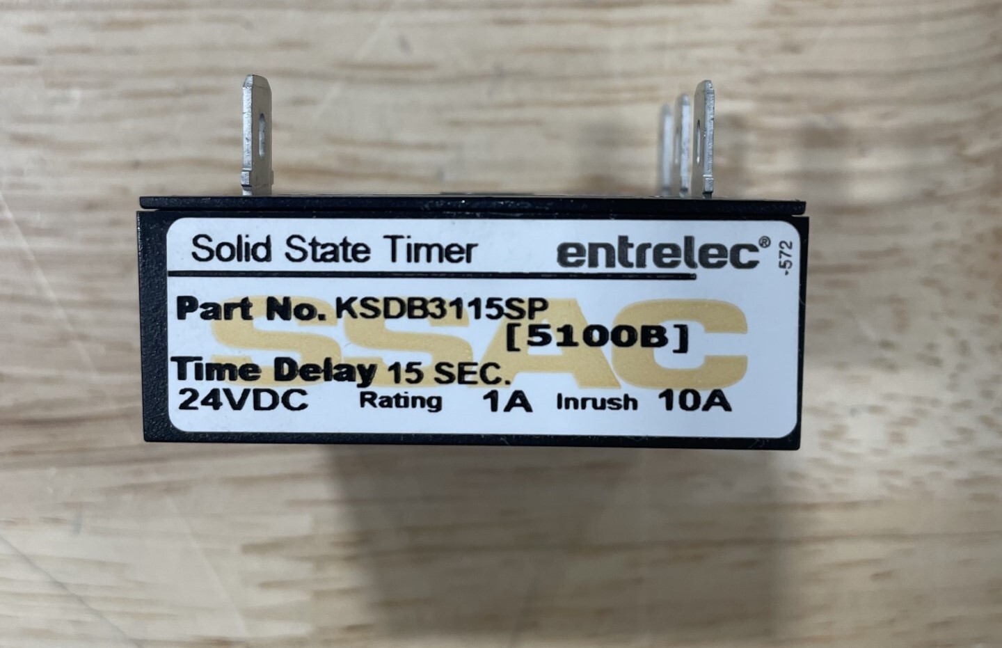 SSAC KSDB3115SP Solid State Timer 15 Sec. Time Delay, 1A 24 VDC