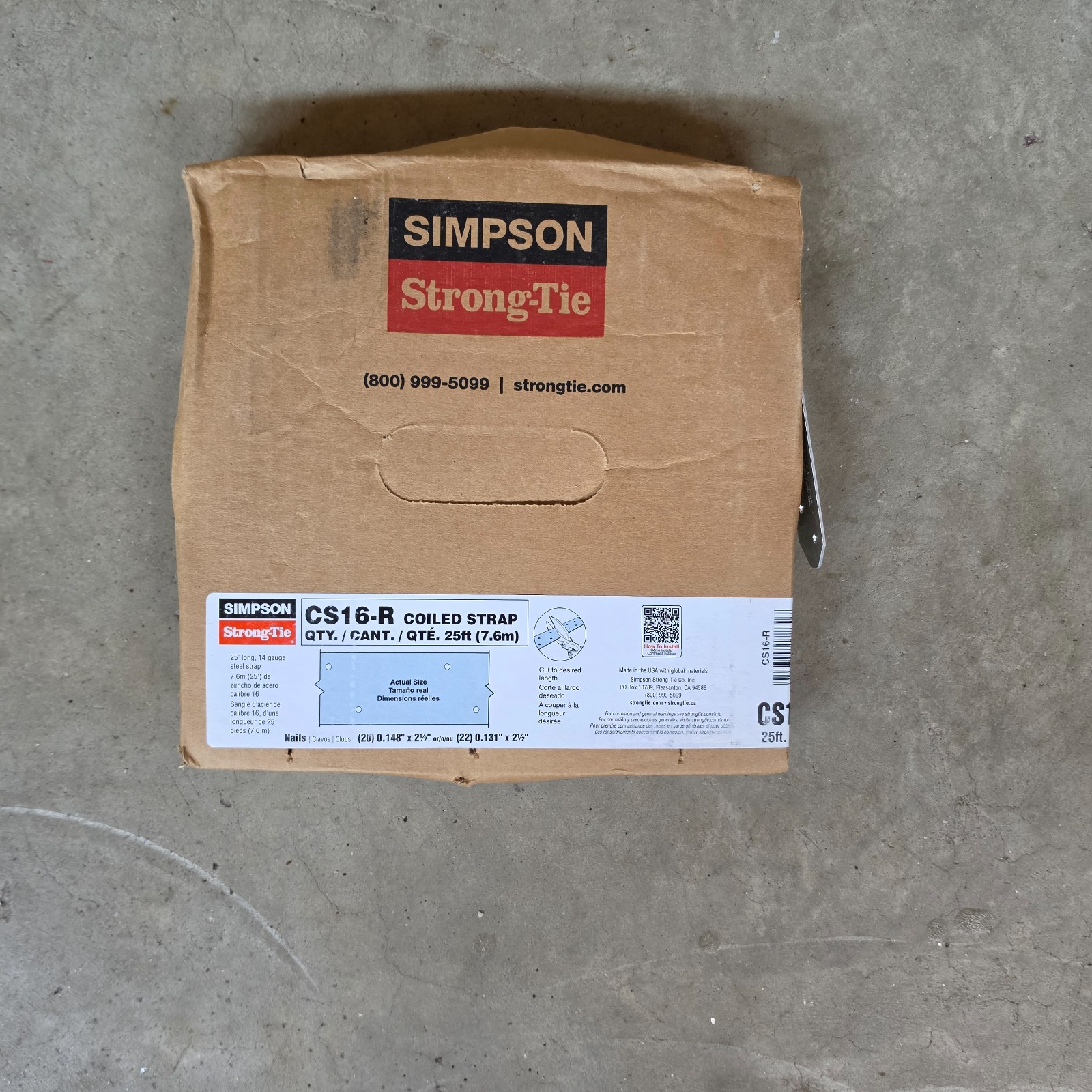 Simpson Strong-Tie CS16-R Coiled Strap 25ft. (7.6m), 16 Gauge