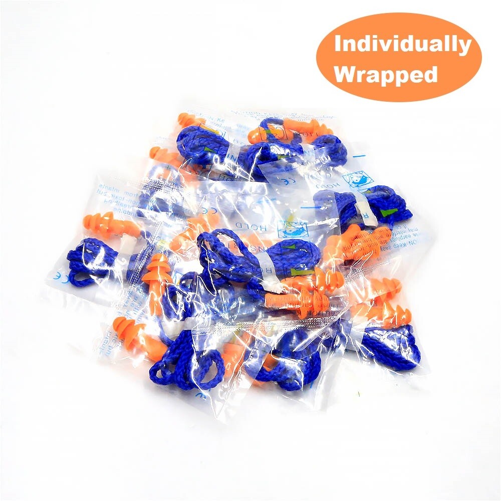 10 Pair Silicone Corded Ear Plugs Reusable Shooting Hearing Protection with Cord