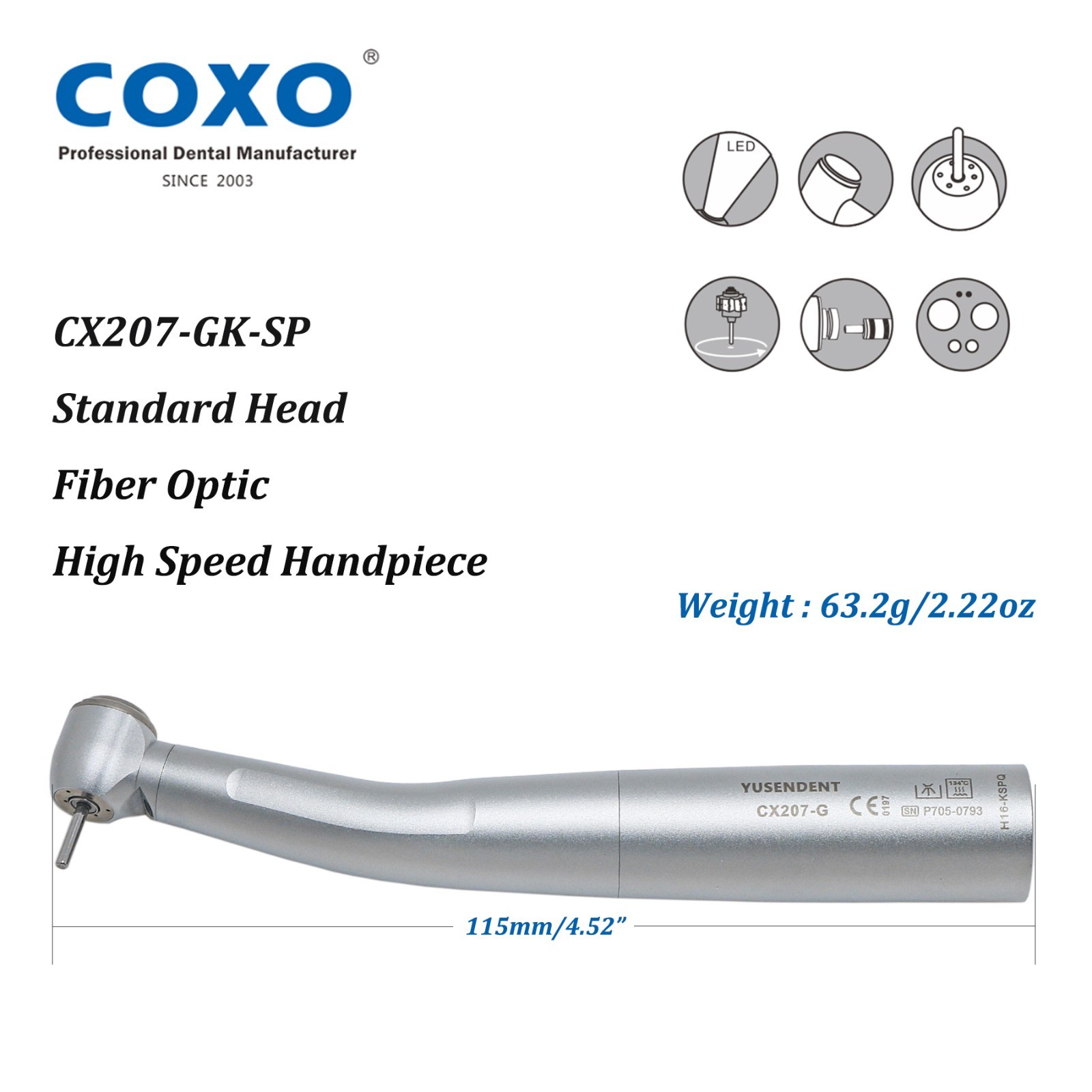 US COXO Dental Turbine High Speed Handpiece Fiber Optic Fit Kavo Multiflex LUX