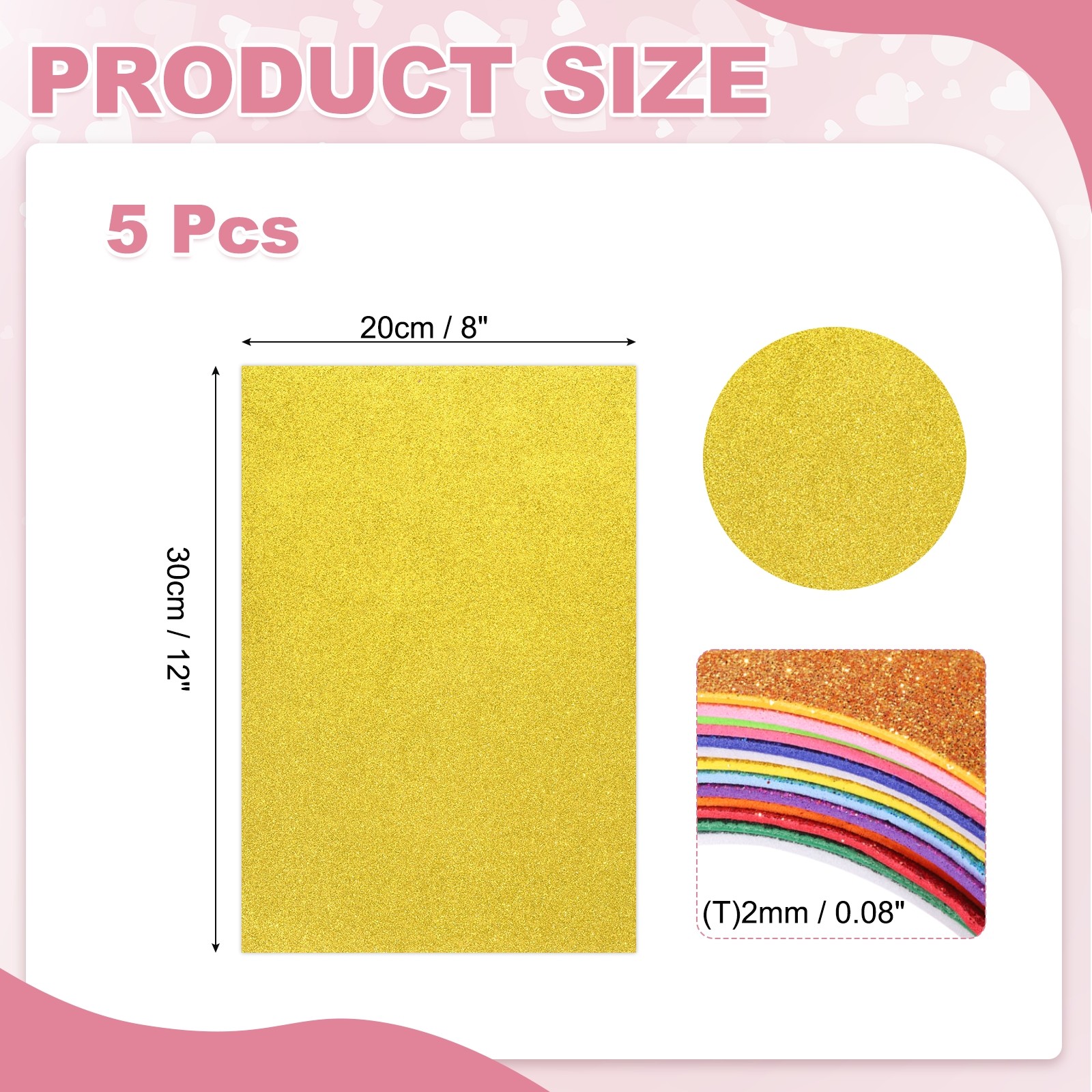 5 Sheets Yellow Shiny Foam Sheets 8″x12″ EVA Foam Sheets for DIY Craft