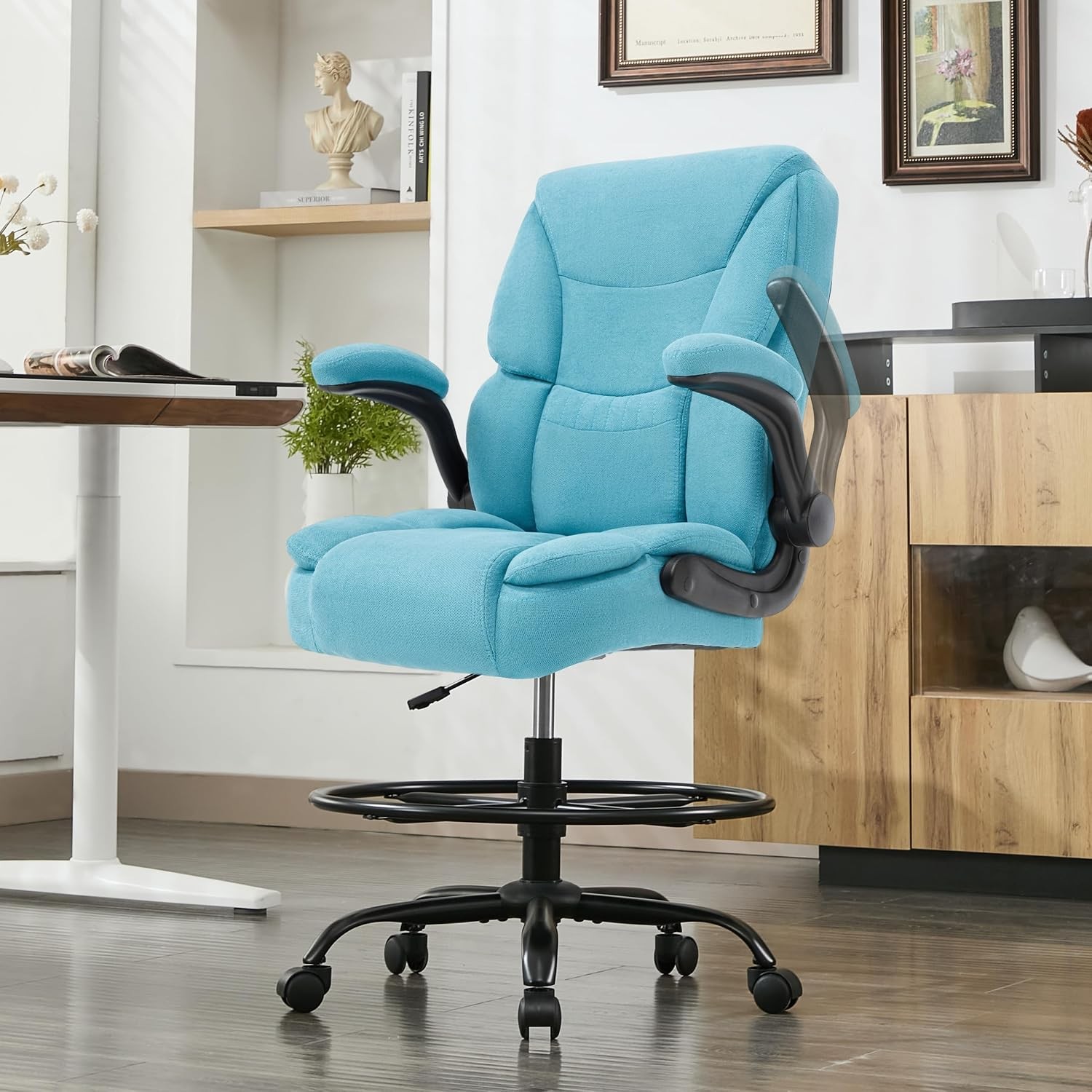 500LBS Drafting Chair High Back Safer Standing Desk Chair Executive Tall Office