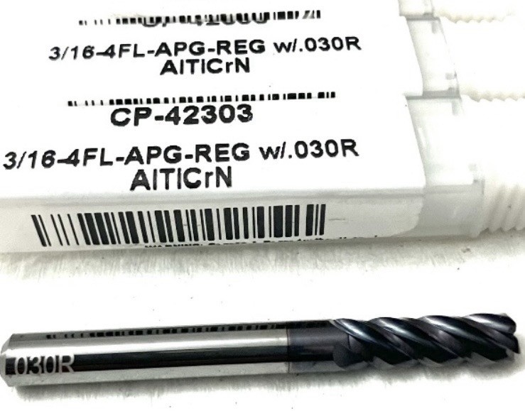 2PC Carbide Plus CP-42303 3/16″ 4FL Corner Radius End Mill AlTiCrN .030R NEW