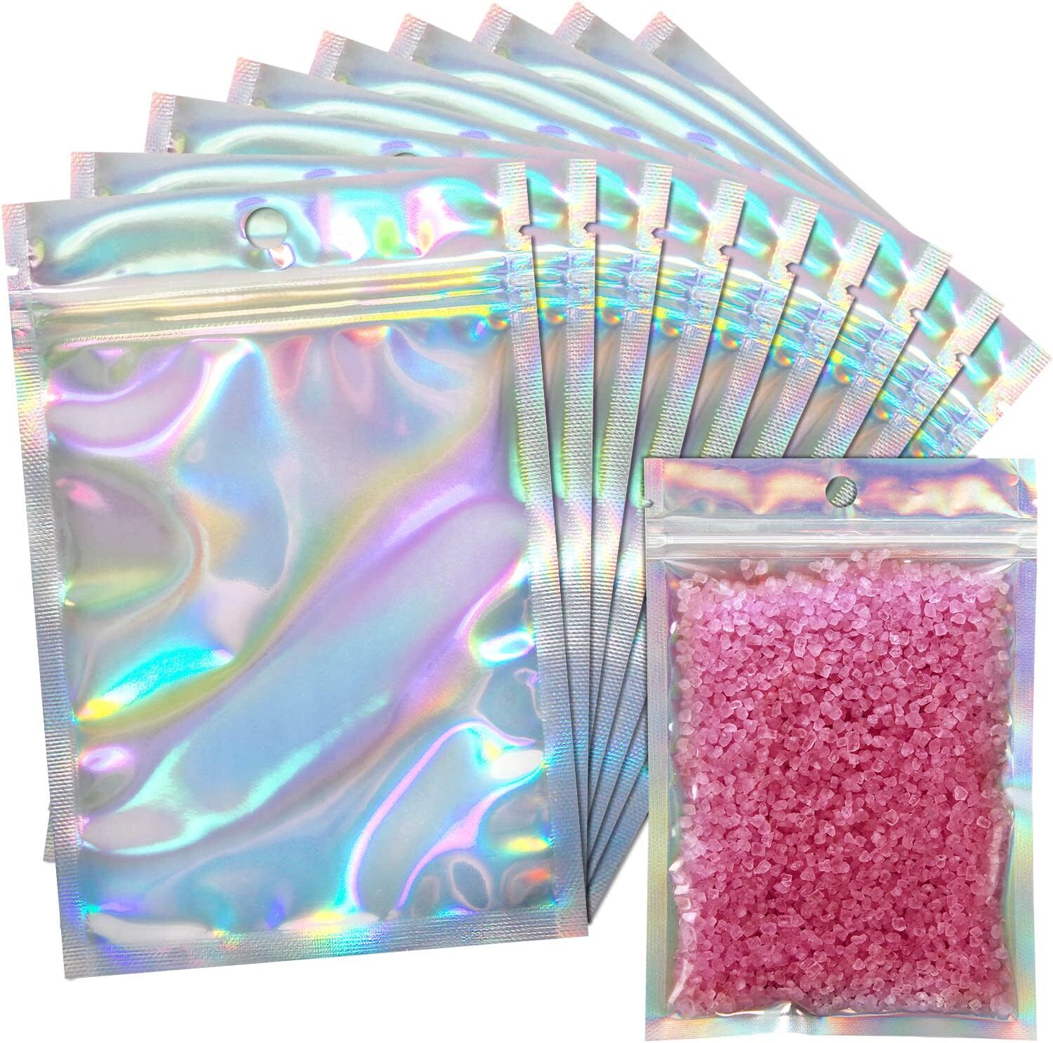 Holographic Silver Resealable Ziplock Storage Bags 4×7 Inches 100 Pack