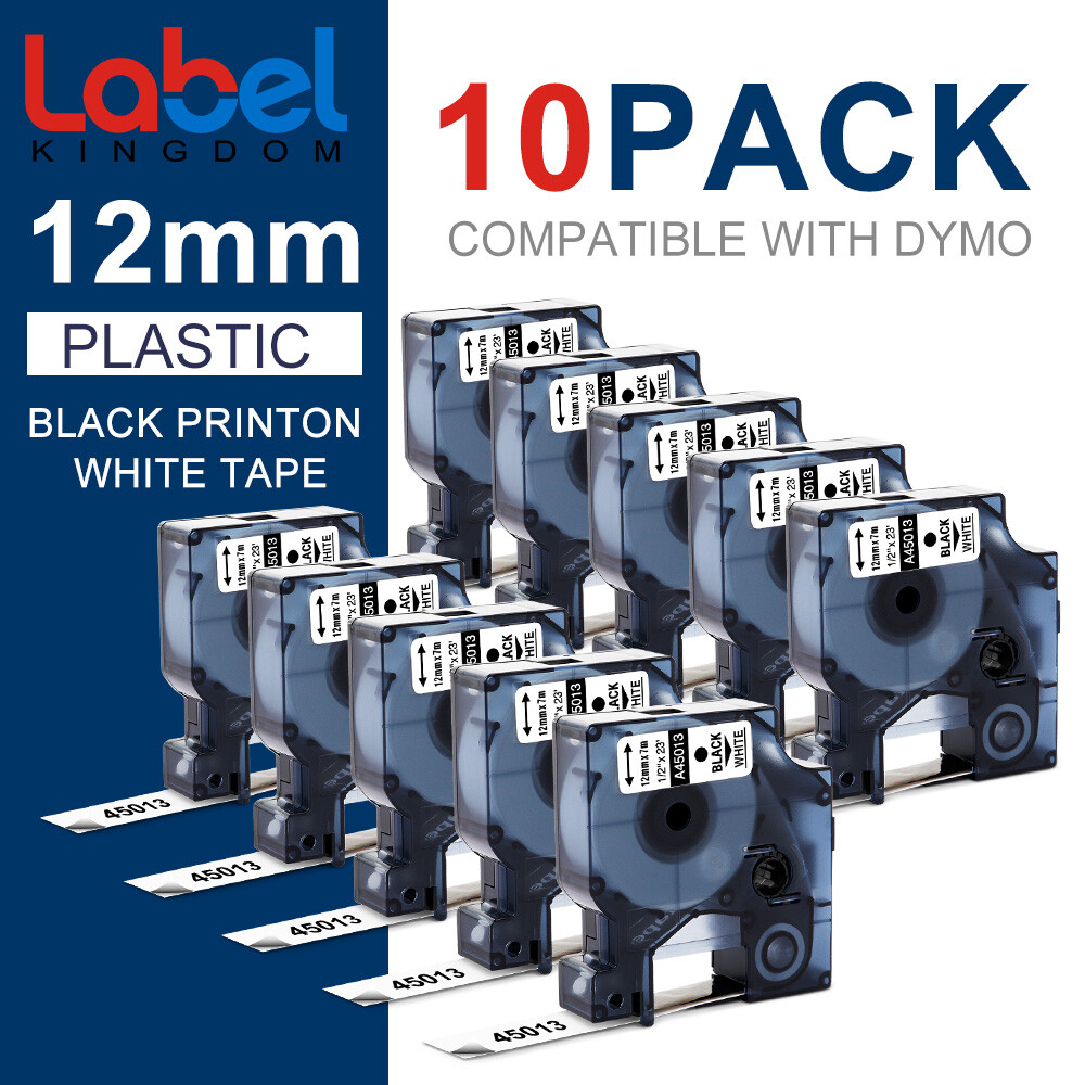 10-Pk/Pack D1 Label Tape 45013 S0720530 for DYMO 12mm LabelManager 160 280 420P