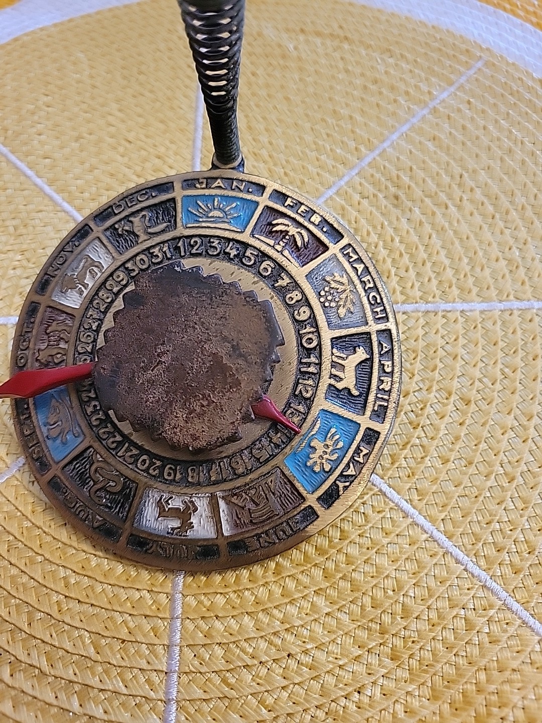 Vintage Metal Zodiac Calendar Desk Decor Made in Israel
