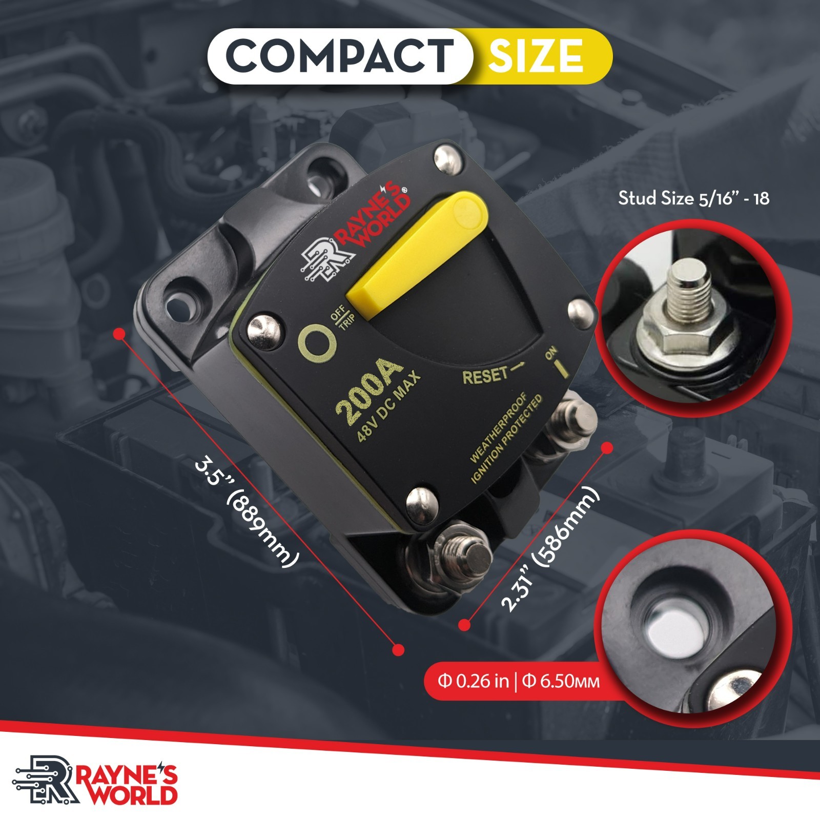 2 PACK 200 Amp 12-48V DC Circuit Breaker Heavy Duty Cars/Boats/Solar/Inverter/RV