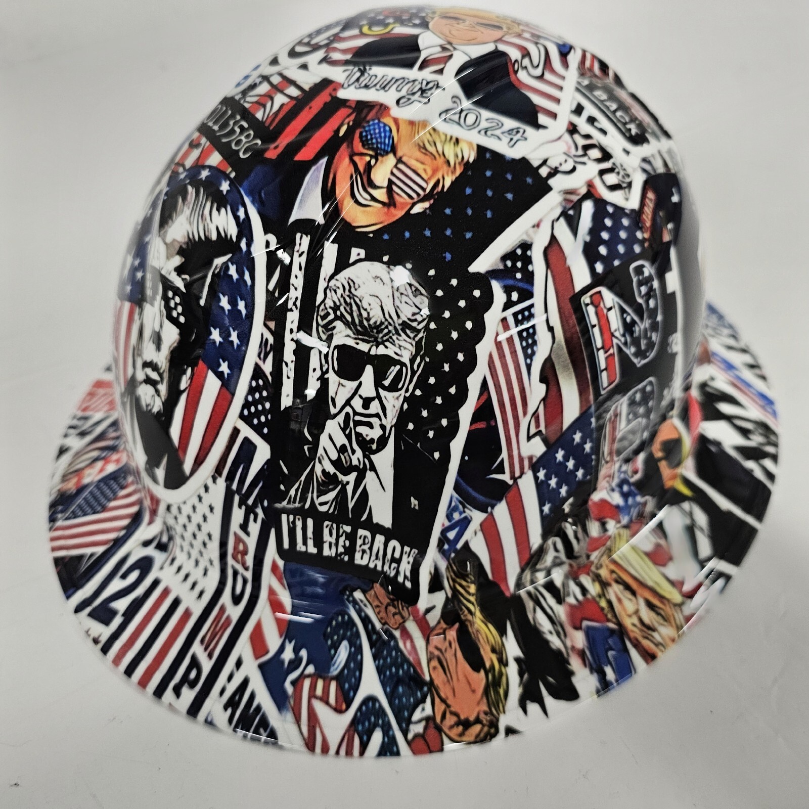 full brim hard hat custom hydro dipped IN TRUMP 2024 STICKER BOMB TRUMP NEW