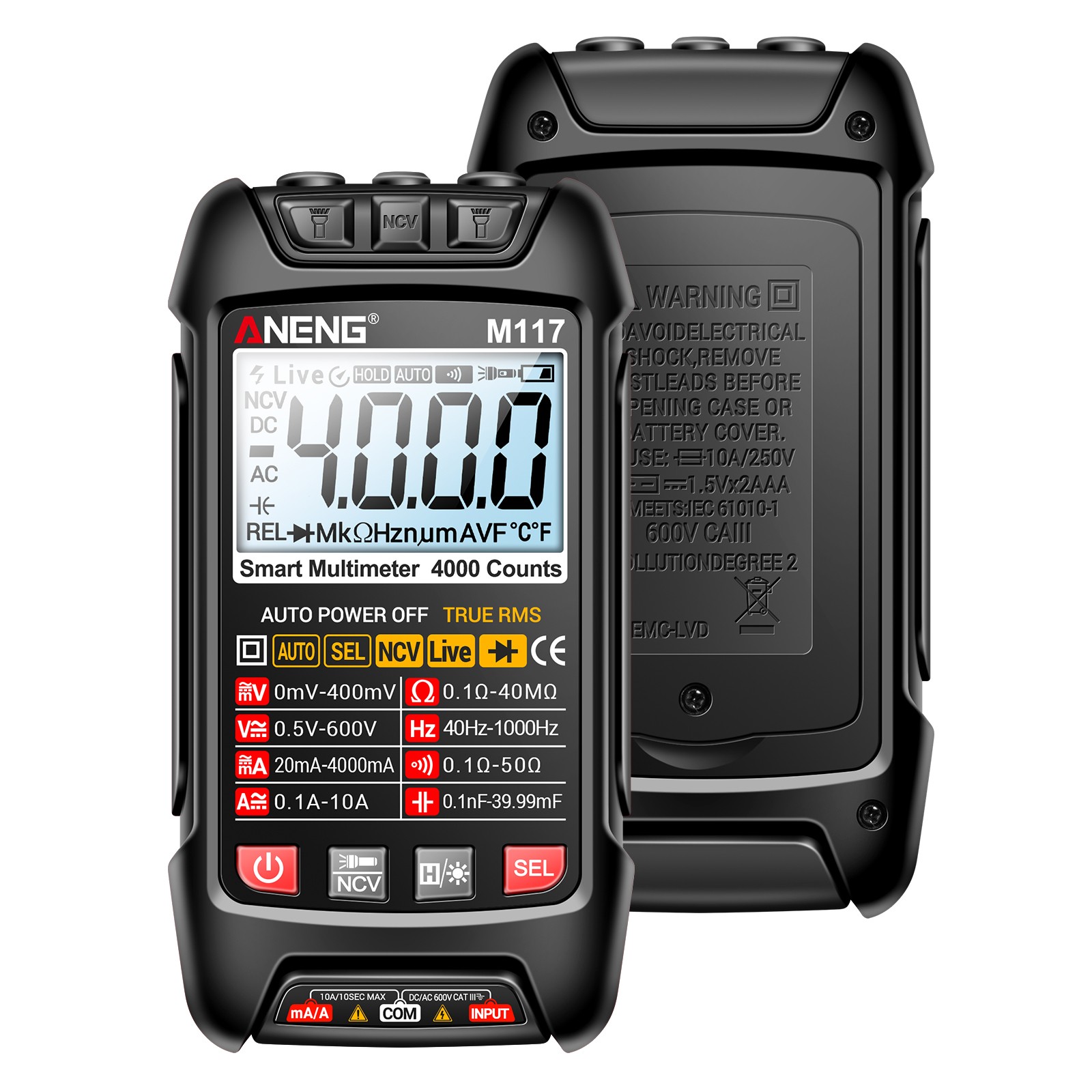 M117 Multimeter Smart Digital 4000 Counts AC/DC Voltage Current CKPM