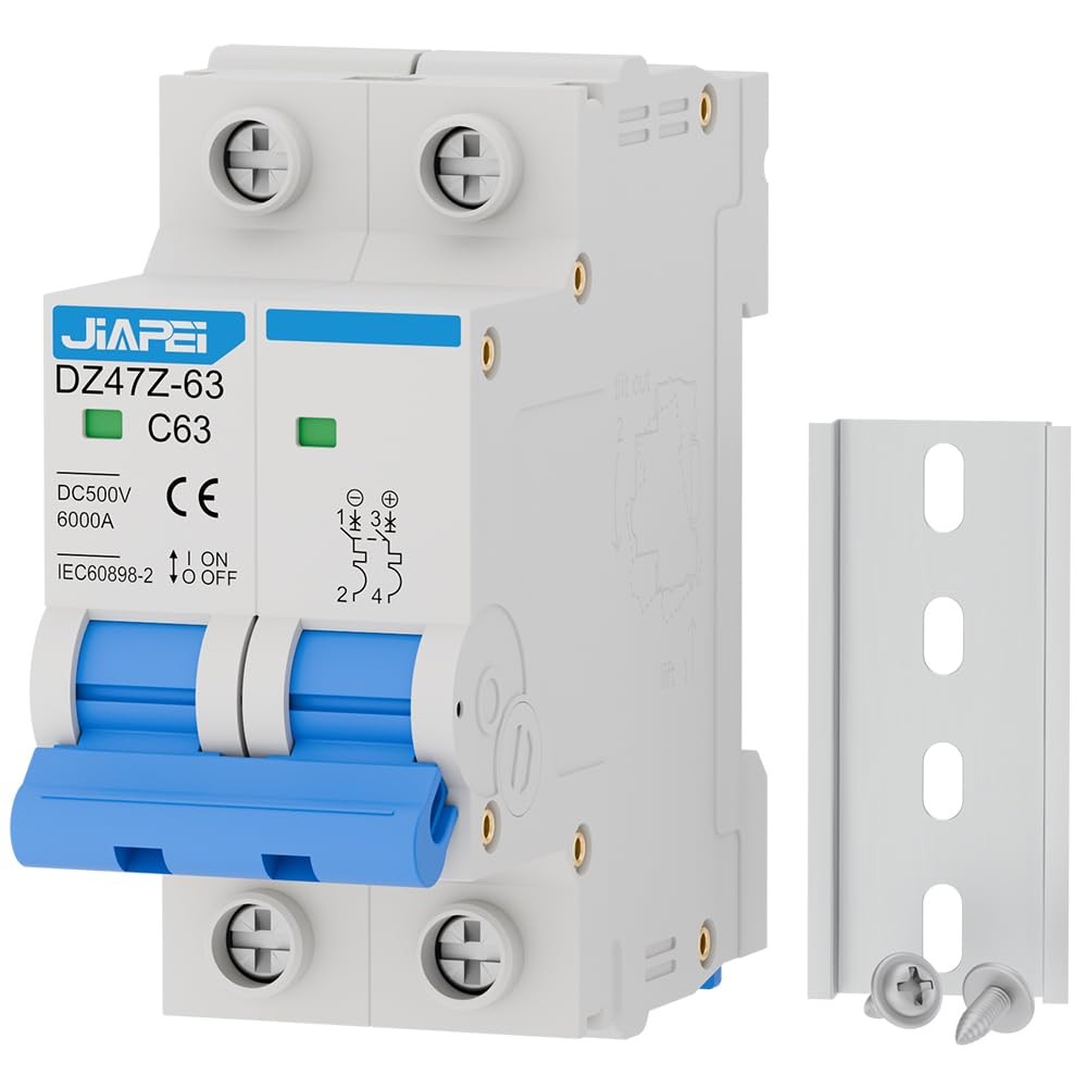 DC Miniature Circuit Breaker, 500V 2 Pole 63 Amp Isolator for Solar PV System, T