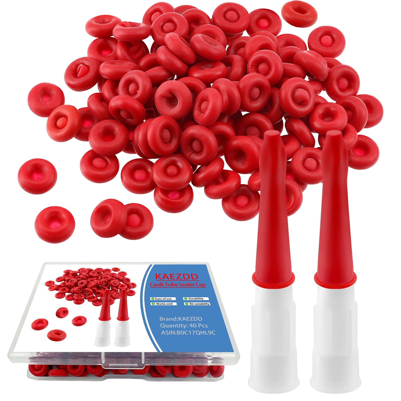 40 Pack Caulk Tube Sealer Caps Reusable Caulking Tip Covers with Storage Box