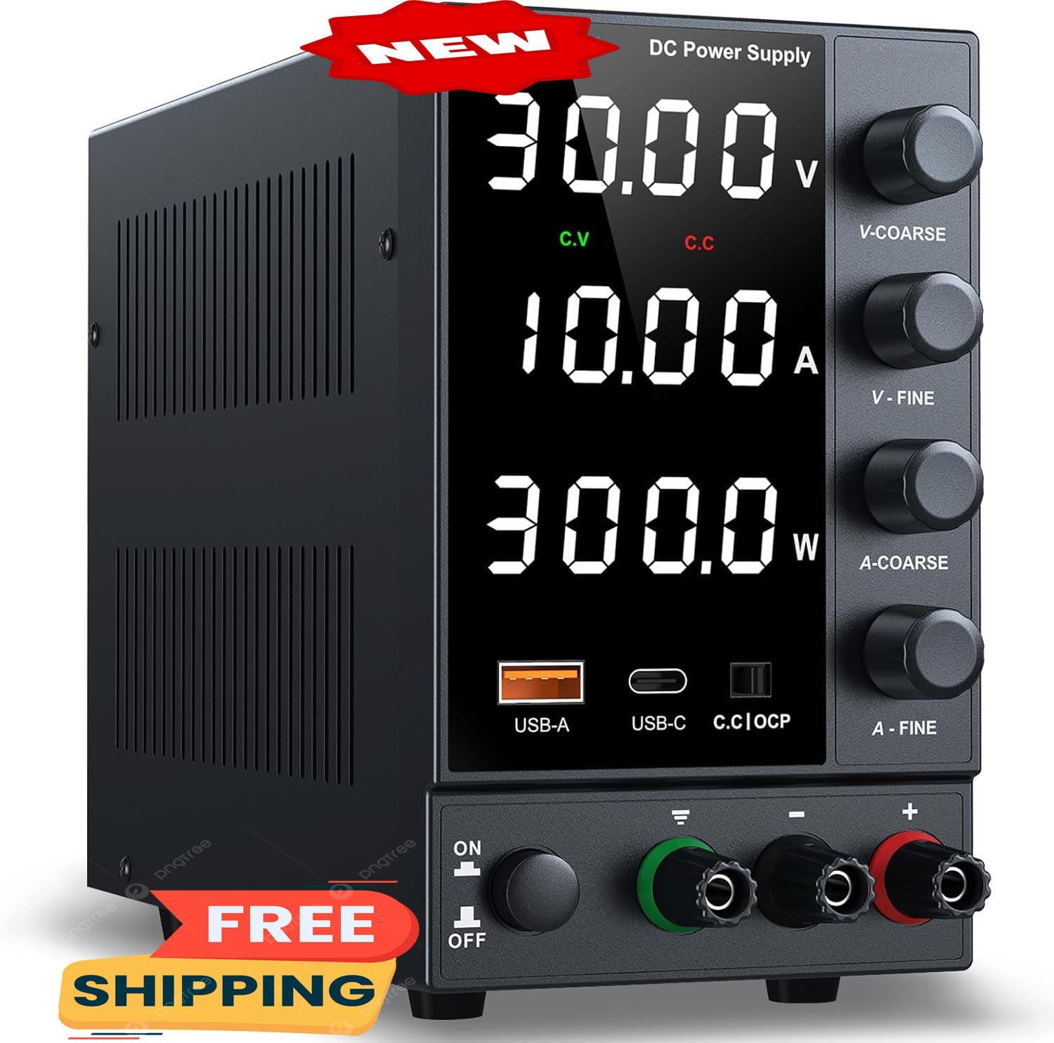 Fuente de alimentación CC variable de 0-30 V y 0-10 A, con conmutación ajustable
