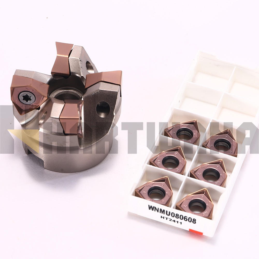 50mm Face Shell Mill 90 Degree 5 Flutes Double-Sided Milling Inserts WNMU080608