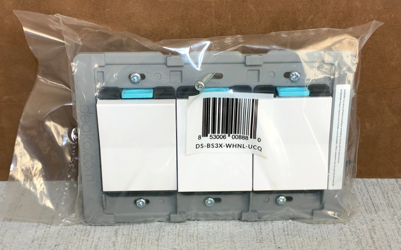 DEAKO 3 Gang Backplate Simple Rocker Switch DS-BS3X-WHNL-UCQ ~ No Faceplate NIP
