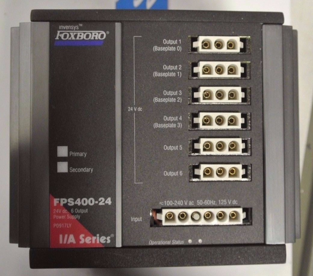 Invensys FOXBORO FPS400-24 24 Vdc 6 Output Power Supply 120-240 VAC Input