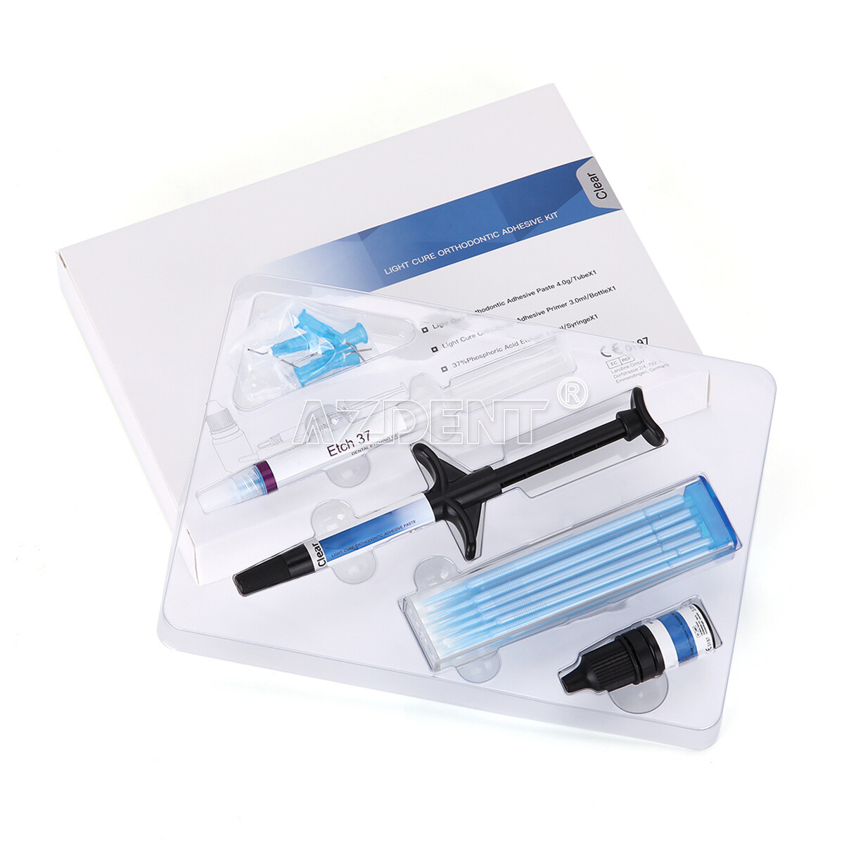 Dental Orthodontic Light Cure Adhesive Kit Blue Acid Etchant Gel for Brackets