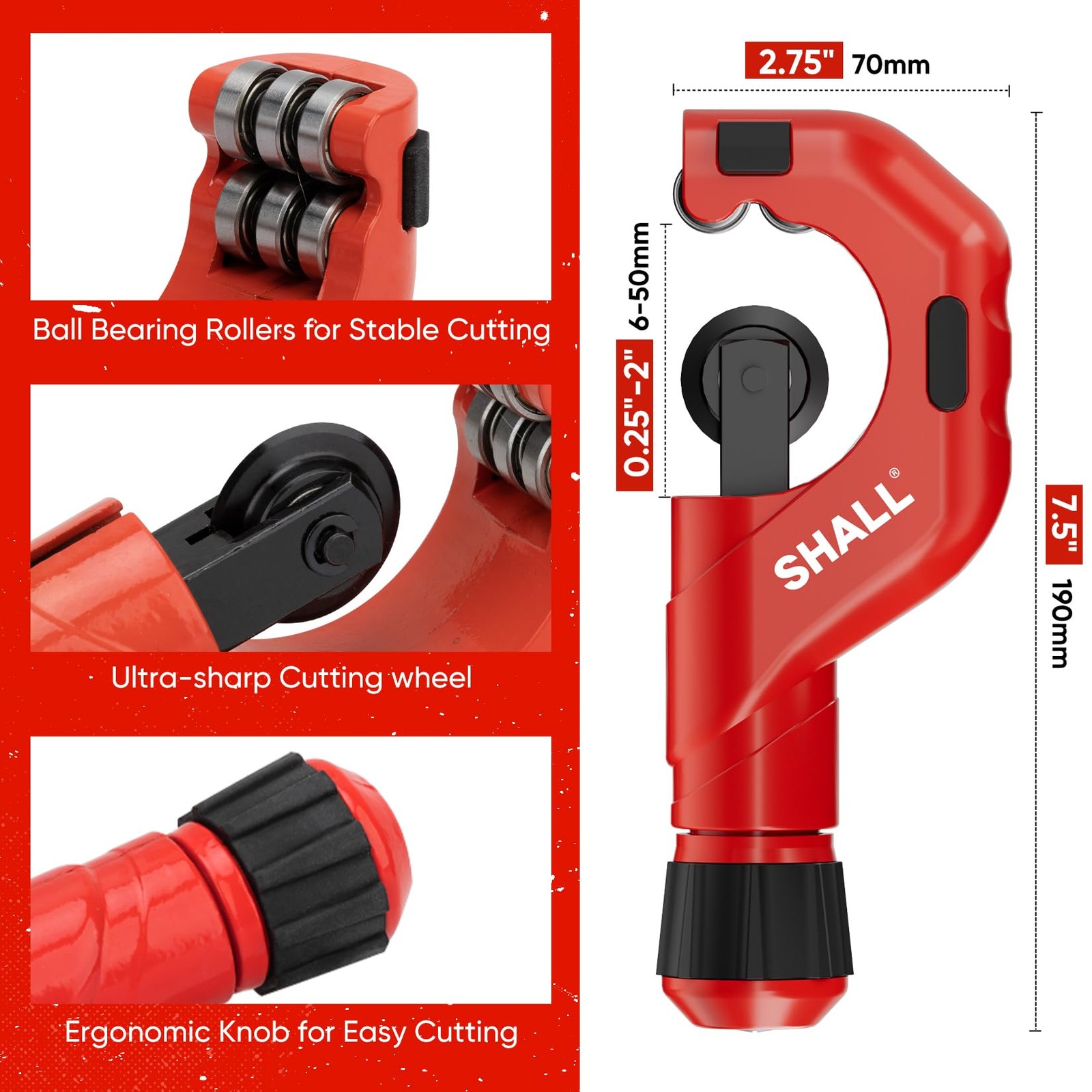SHALL 4-Piece Tubing Cutter Set, 1/4’’ to 2’’OD Heavy Duty Copper Pipe Cutter…