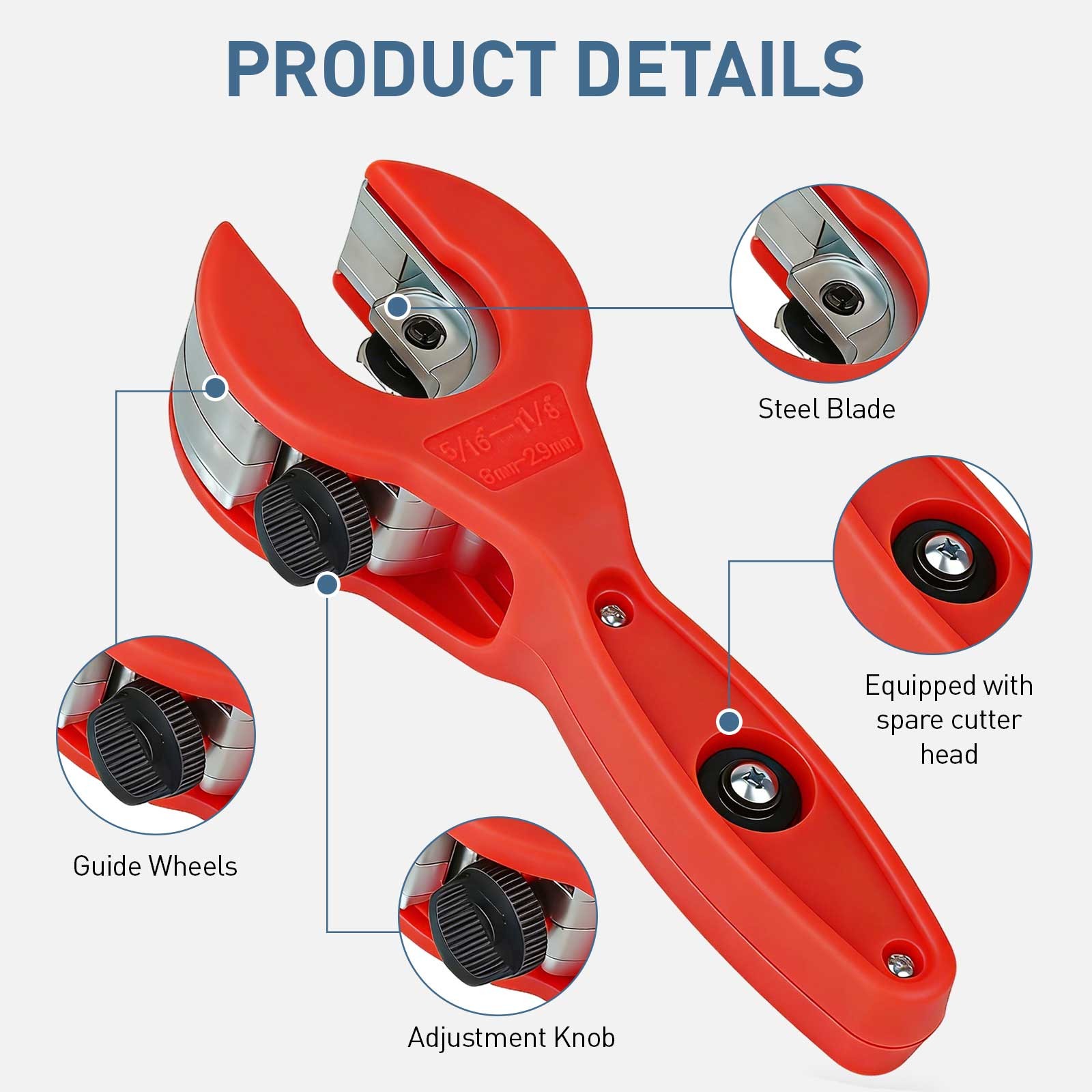 Ratcheting Tube Cutter+Deburring Tool Set for Copper PVC Pipe HVAC Plumbing Auto