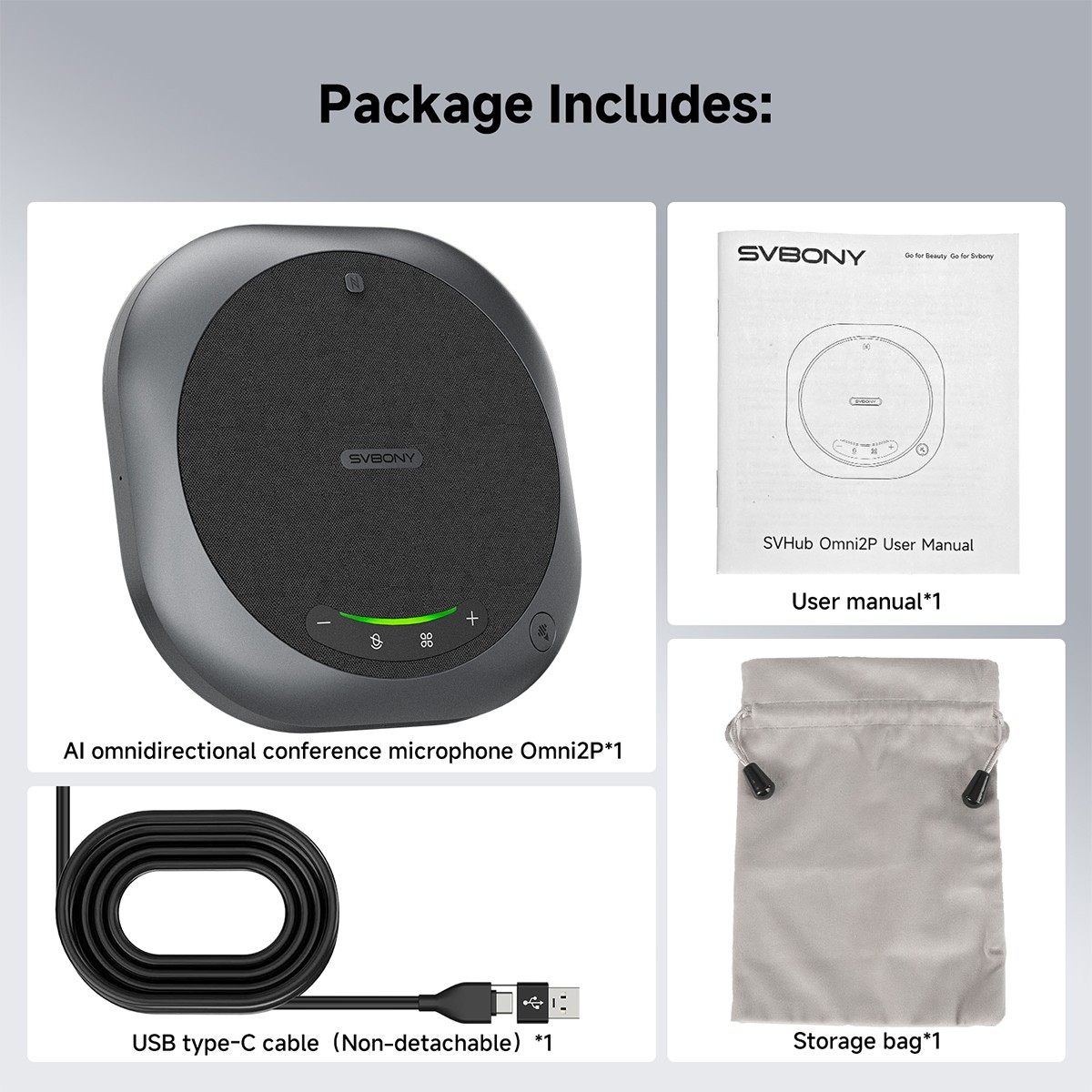 SVBONY Bluetooth Speaker Conference Microphone AI Noise Reduction 18H Call Time