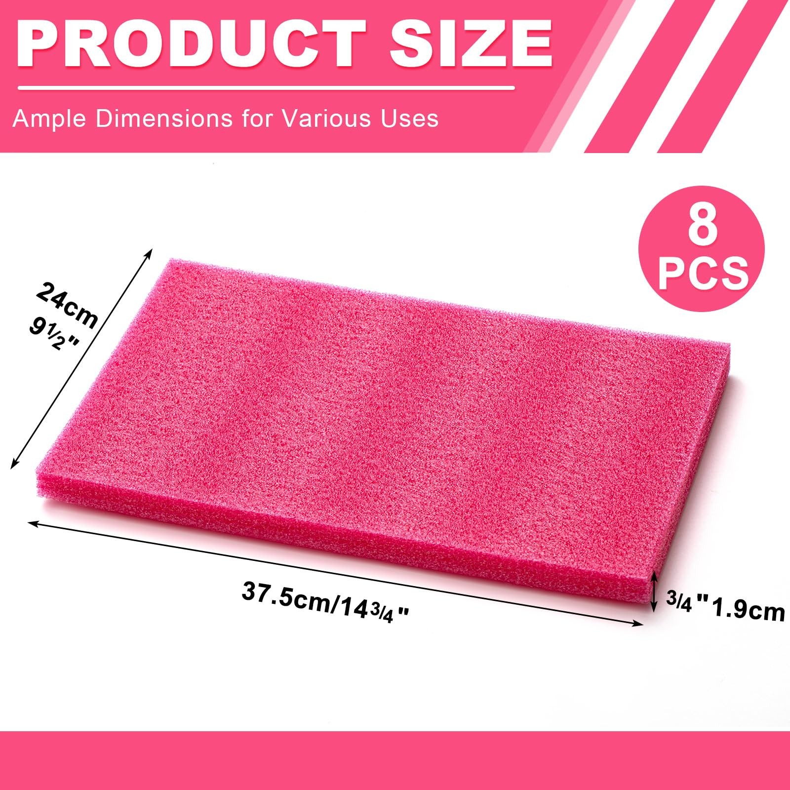 Pangda 8 Pcs 14.75″ X 9.5″ X 0.75″ Pink Polyethylene Foam Sheet Antistatic | …