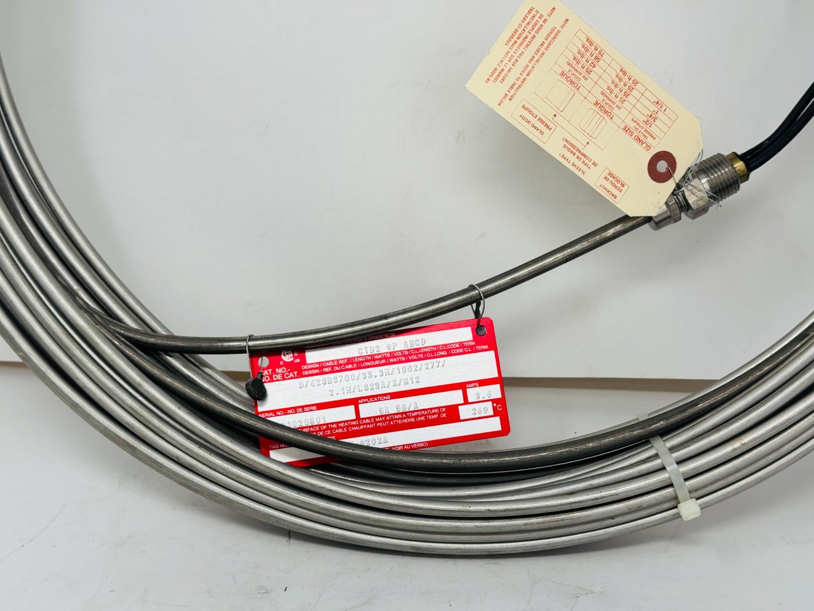 Pyrotenax D/62SB3700/33.3M/1002/277/2.1M/LS23A/X/N12 1002 Watts Heating Cable