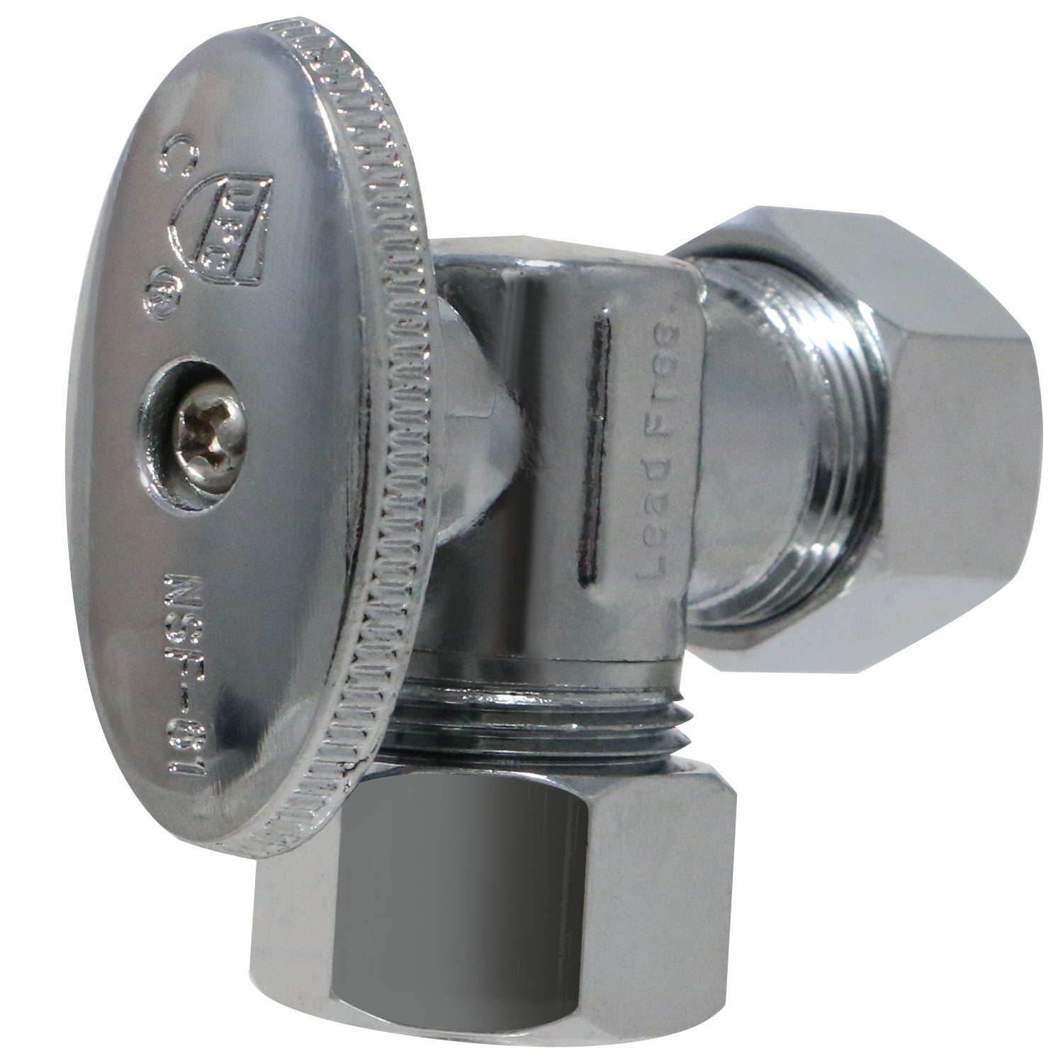 1) 5/8″ OD X 5/8″ OD COMPRESSION ANGLE BALL VALVE, 1/4 TURN, LEAD FREE BRASS