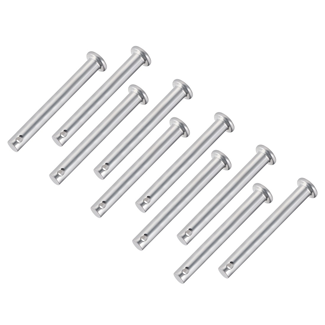 Single Hole Clevis Pins,6mm x 50mm Flat Head Zinc-Plating Steel 10 Pcs