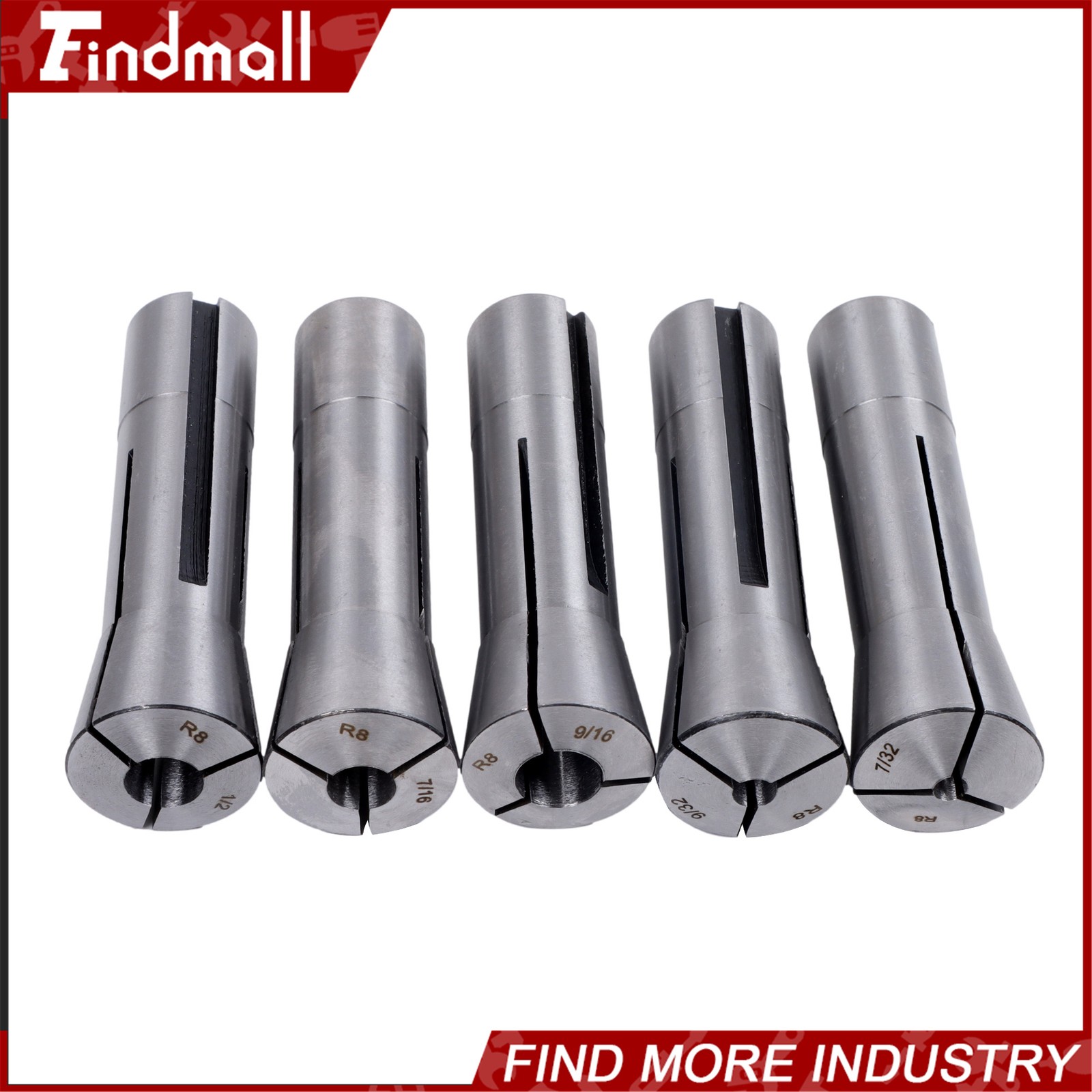 Findmall R8 Round Collet Set 25pc – 0.0005″ TIR Ultra Precision Industrial