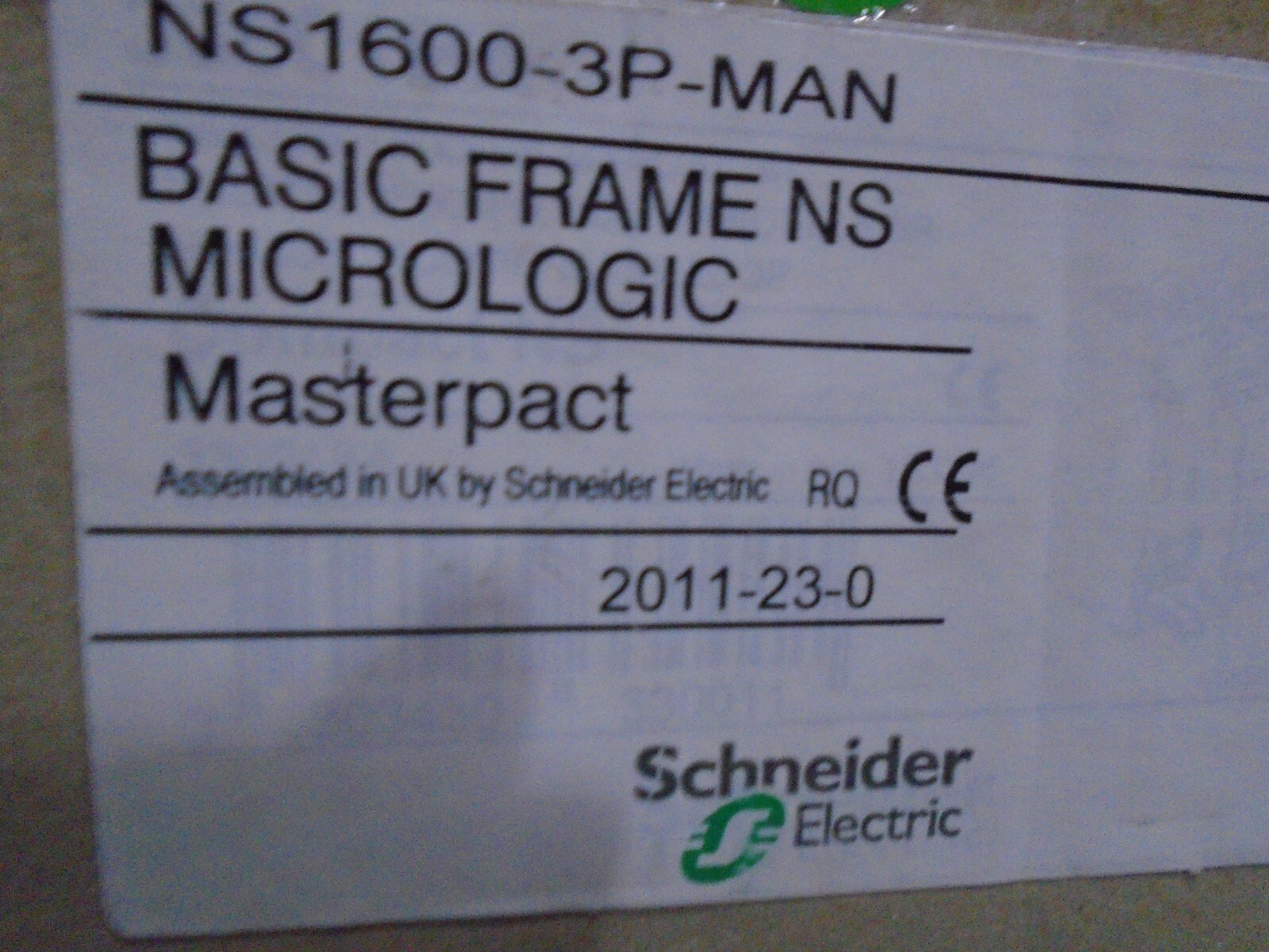 SCHNEIDER ELECTRIC NS1600N-3P-MAN MICROLOGIC 5.0 CIRCUIT BREAKER