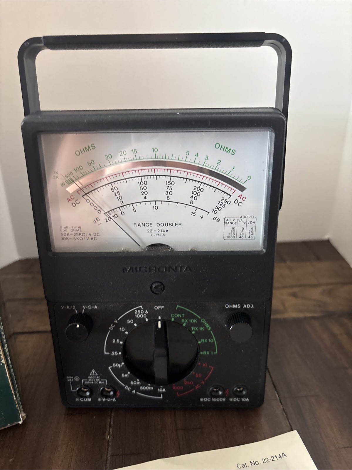 1990 Multitester Micronta 43-Range Volts/Amps Range Doubler No. 22-214 w/Box
