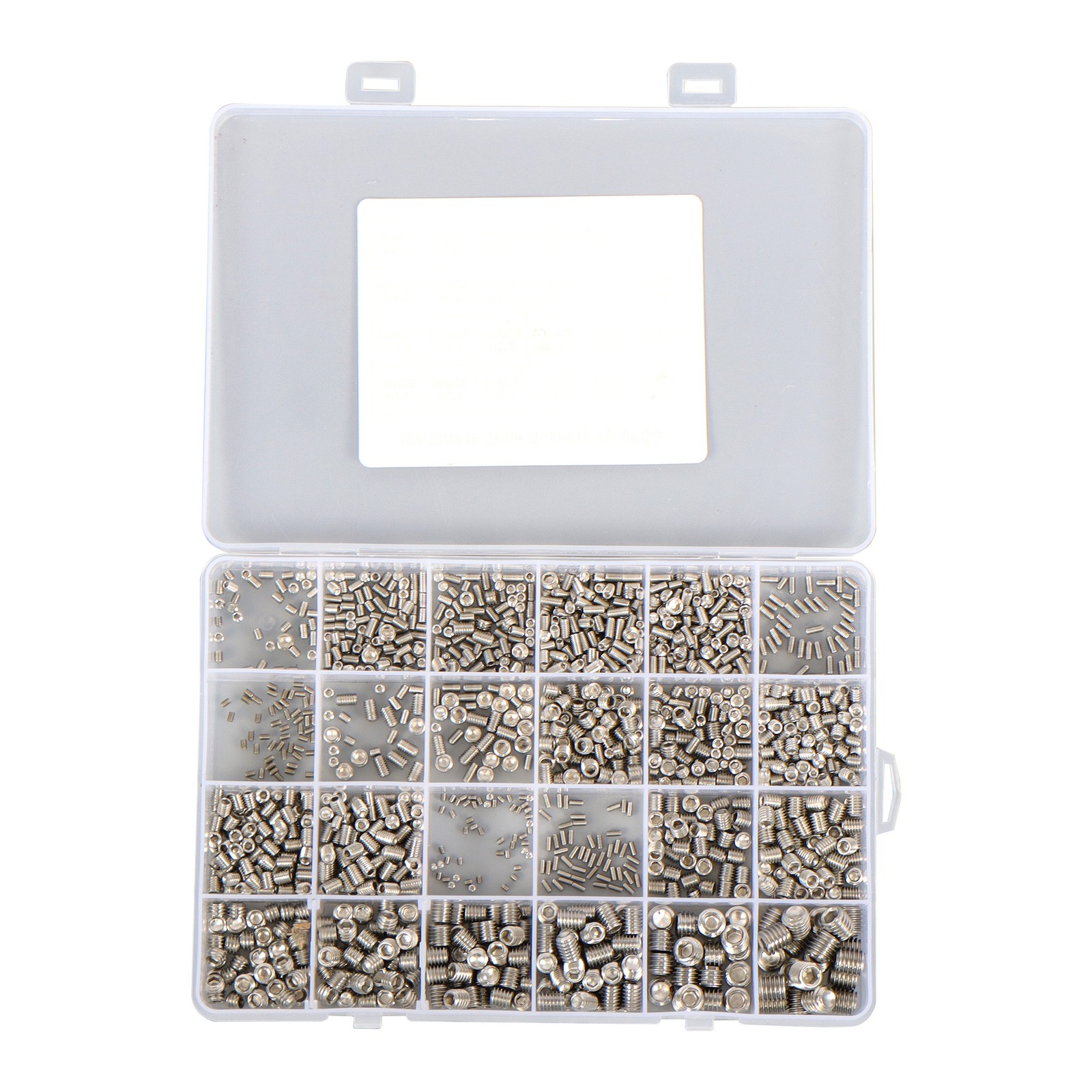 1500PCS Fully Threaded Hex Socket Set Screw Assortment Kit 304 Hex Socket Set