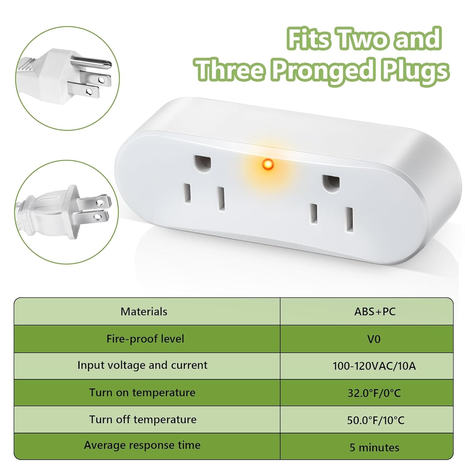2 Pcs Thermal Cube, Auto on Below 32°F Off Above 50°F, Plug in