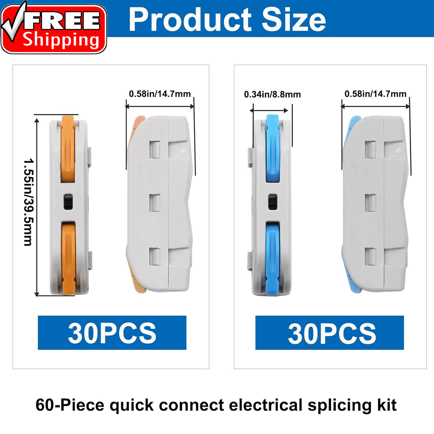 60PCS Lever Wire Connectors AWG28-12, Quick Connect Electrical Splicing Kit for
