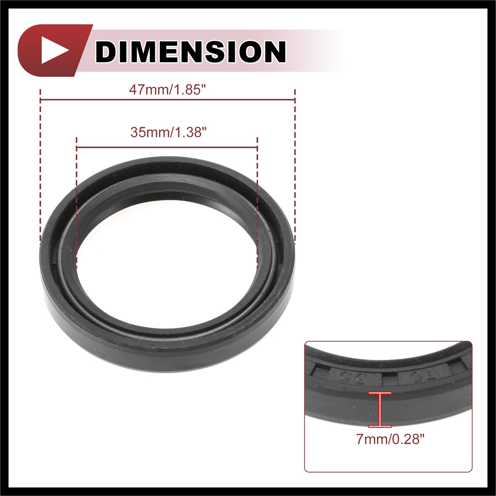 Rotary Shaft Seal Oil Seal Nitrile 70 Durometer Rubber 35x47x7mm Black 5Pcs