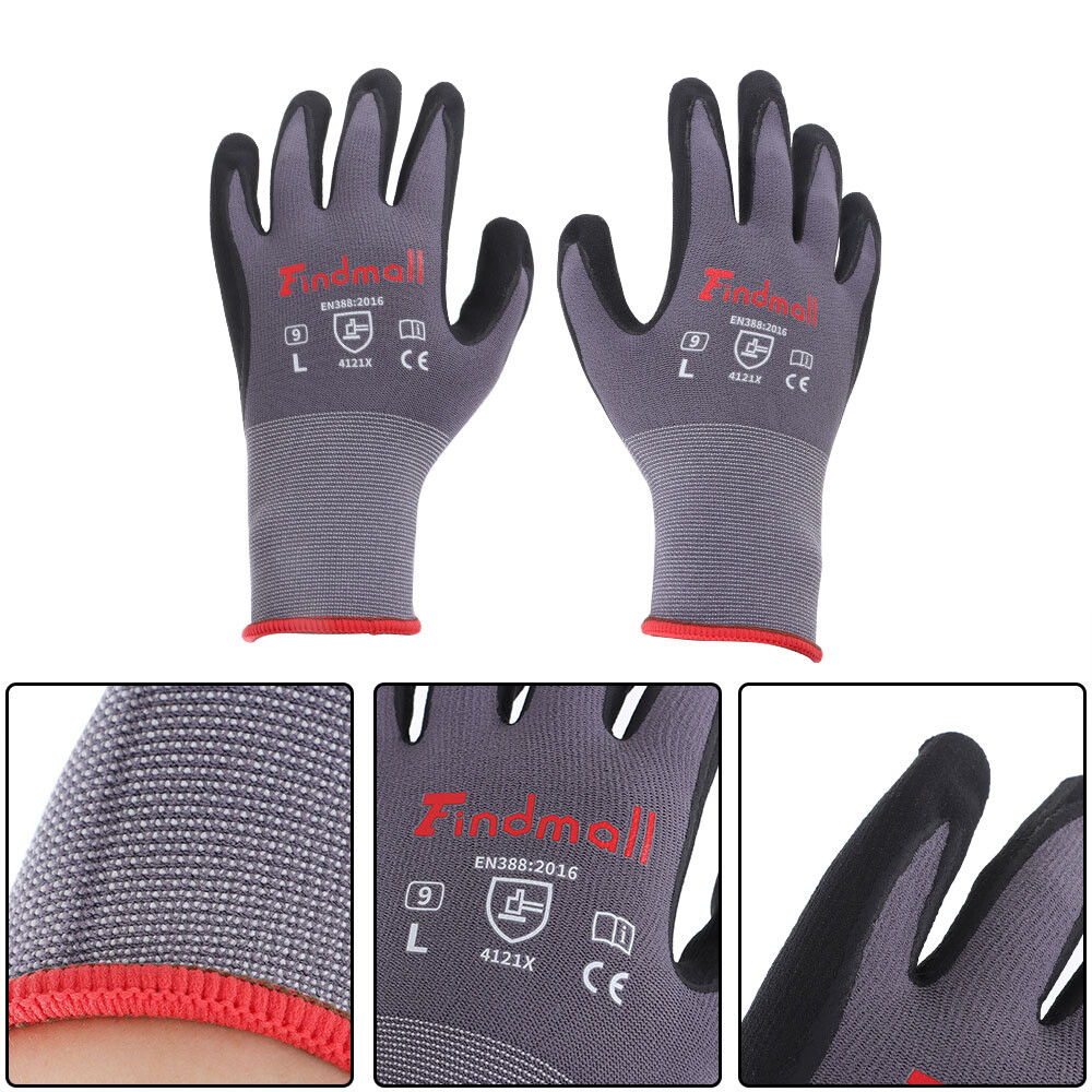 Safety Work Gloves MicroFoam Nitrile Coated Foam Gloves L-Size/12 Pairs