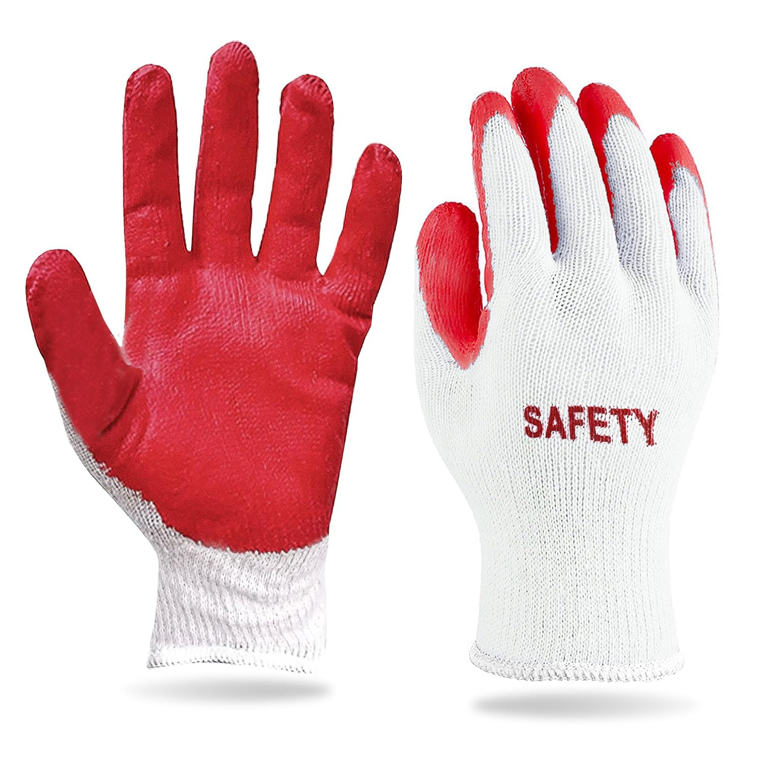 SAFETY Non-Slip 200 Pairs Red Latex Cotton Multi-Purpose Work Gloves- Nitrile Di