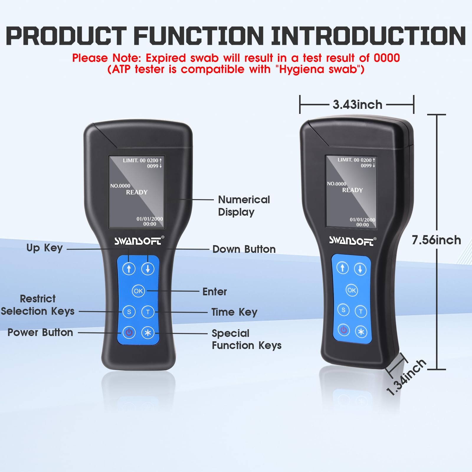 ATP Fluorescence Detector LCD Screen Surface Cleanliness Analyzer Meter