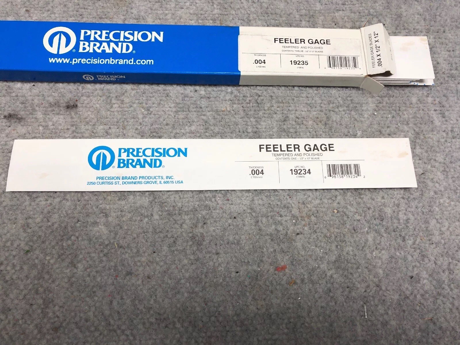 Lot of 2*** Feeler Gauge 0.004”X12” Long, 12 Pack PRECISION BRAND (24 Total)