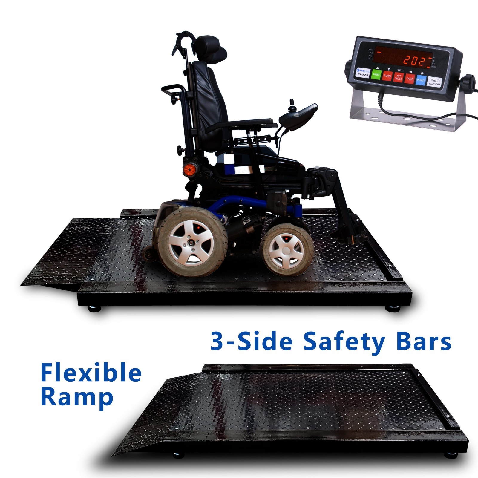 Medical Wheelchair Scale Digital 1000 lb Capacity Roll-On Weigh Wheelchair Scale